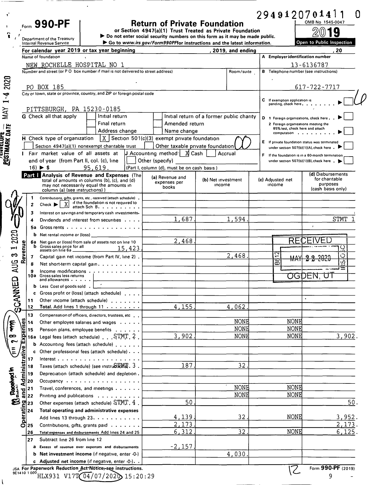 Image of first page of 2019 Form 990PR for New Rochelle Hospital No 1