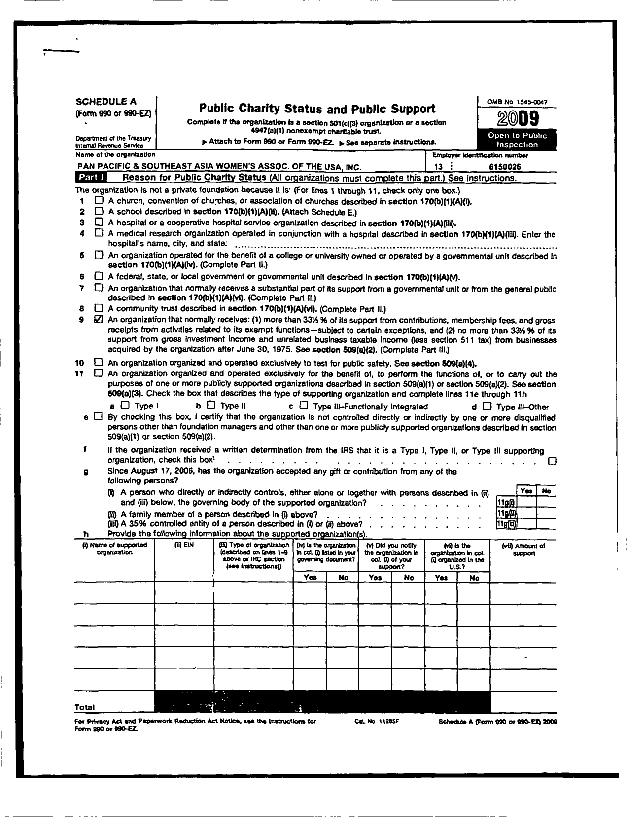 Image of first page of 2009 Form 990ER for Pan Pacific and Southeast Asia Womens Association of the United States O