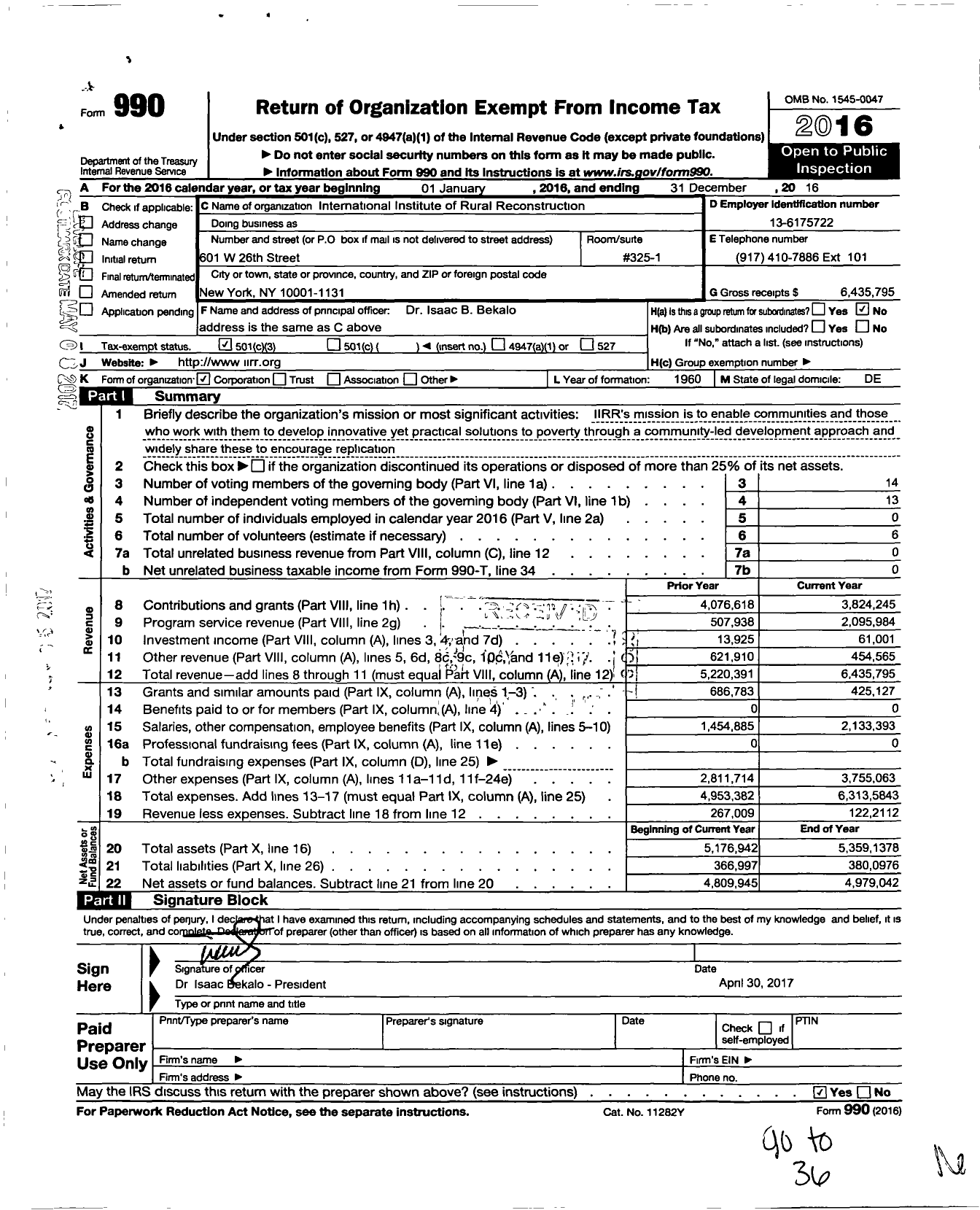 Image of first page of 2016 Form 990 for Nonstock Nonprofit organization