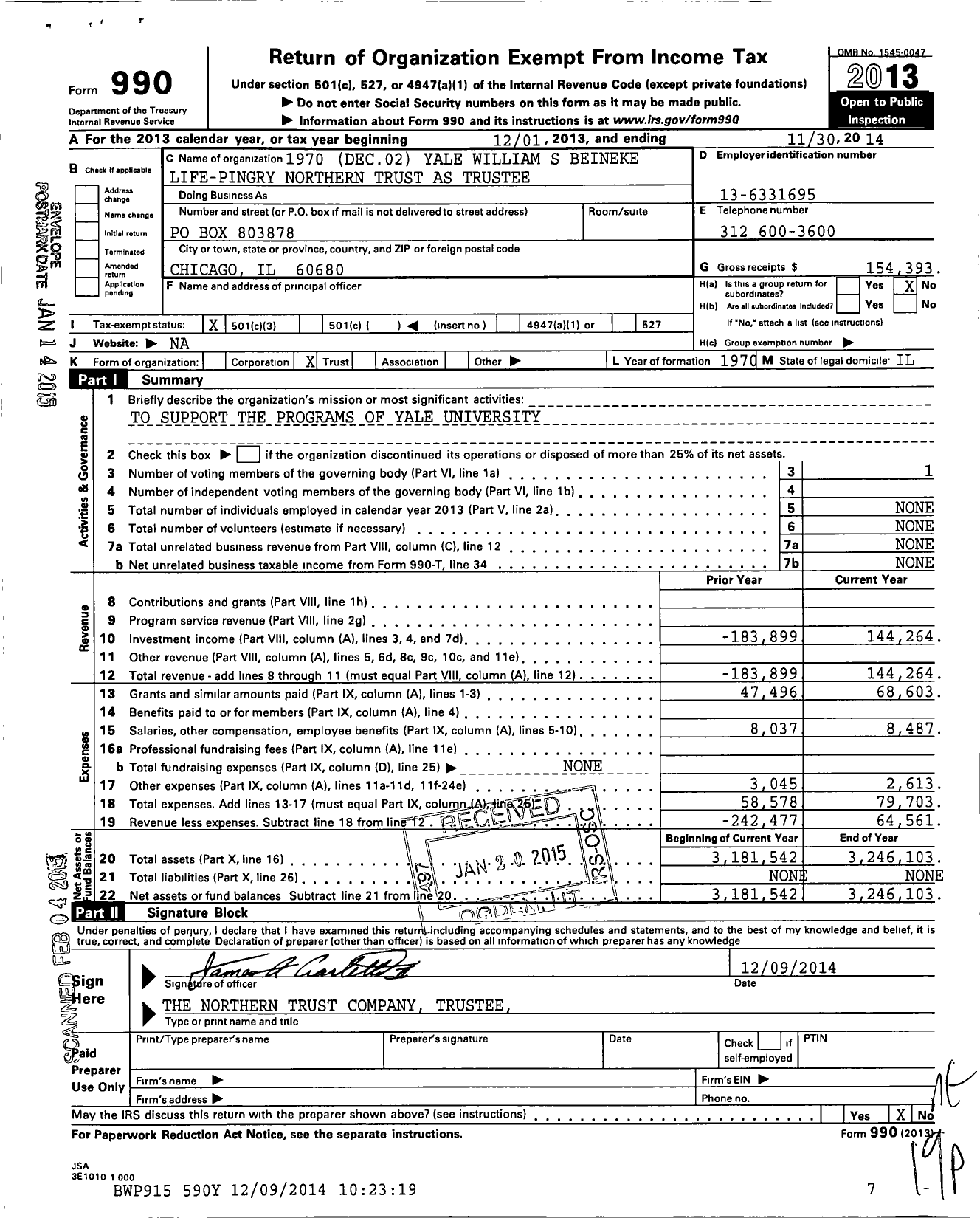 Image of first page of 2013 Form 990 for 1970