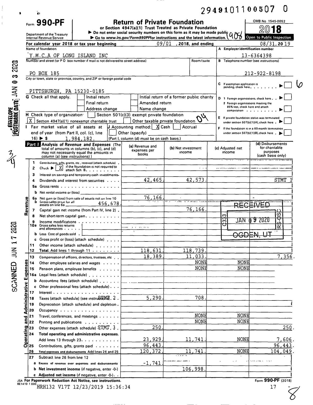 Image of first page of 2018 Form 990PR for Ymca of Long Island