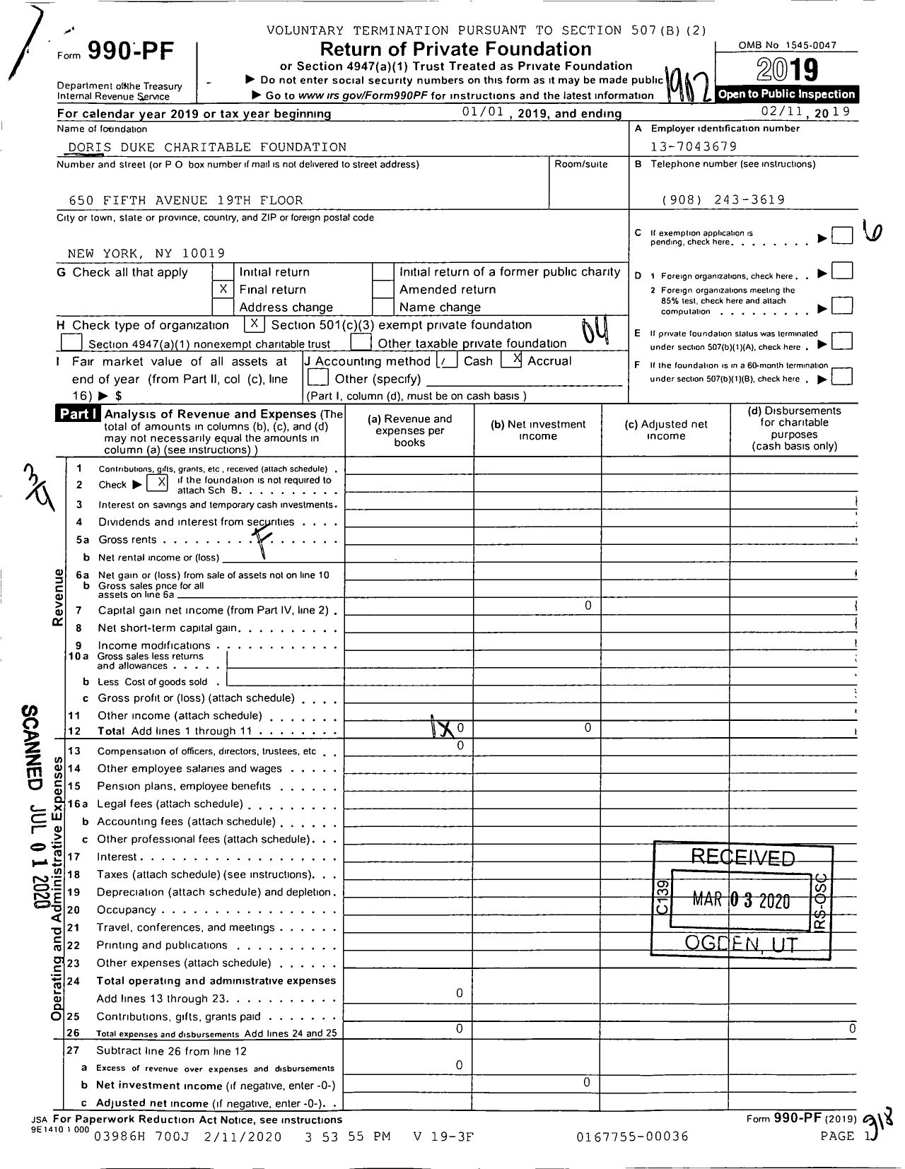 2019 Form 990 for Doris Duke Charitable Foundation (DDCF) | Cause IQ