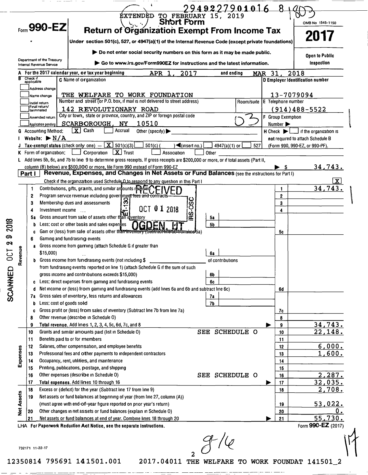 Image of first page of 2017 Form 990EZ for Career Closet Westchester