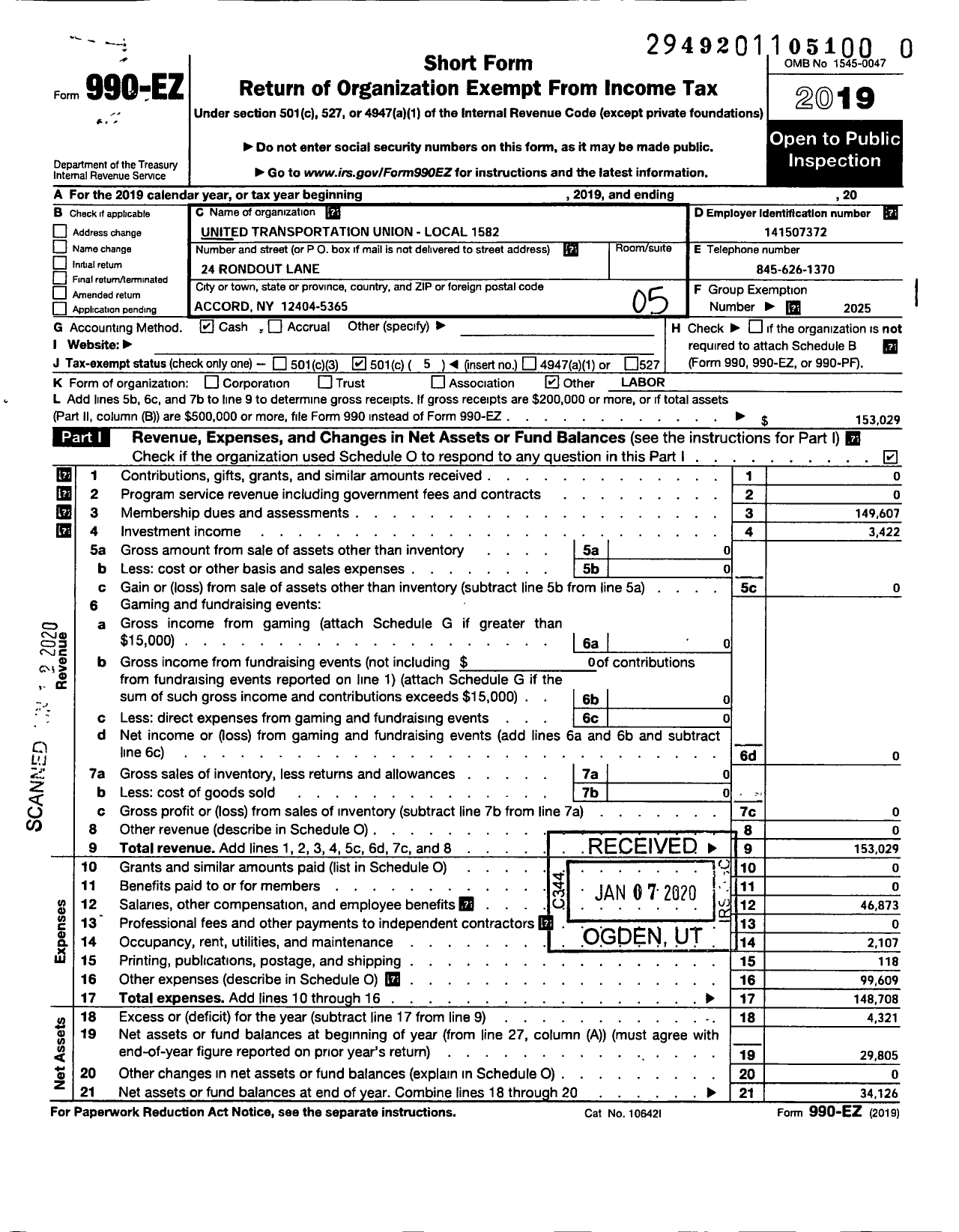 Image of first page of 2019 Form 990EO for Smart Union - Aaron Schwartz