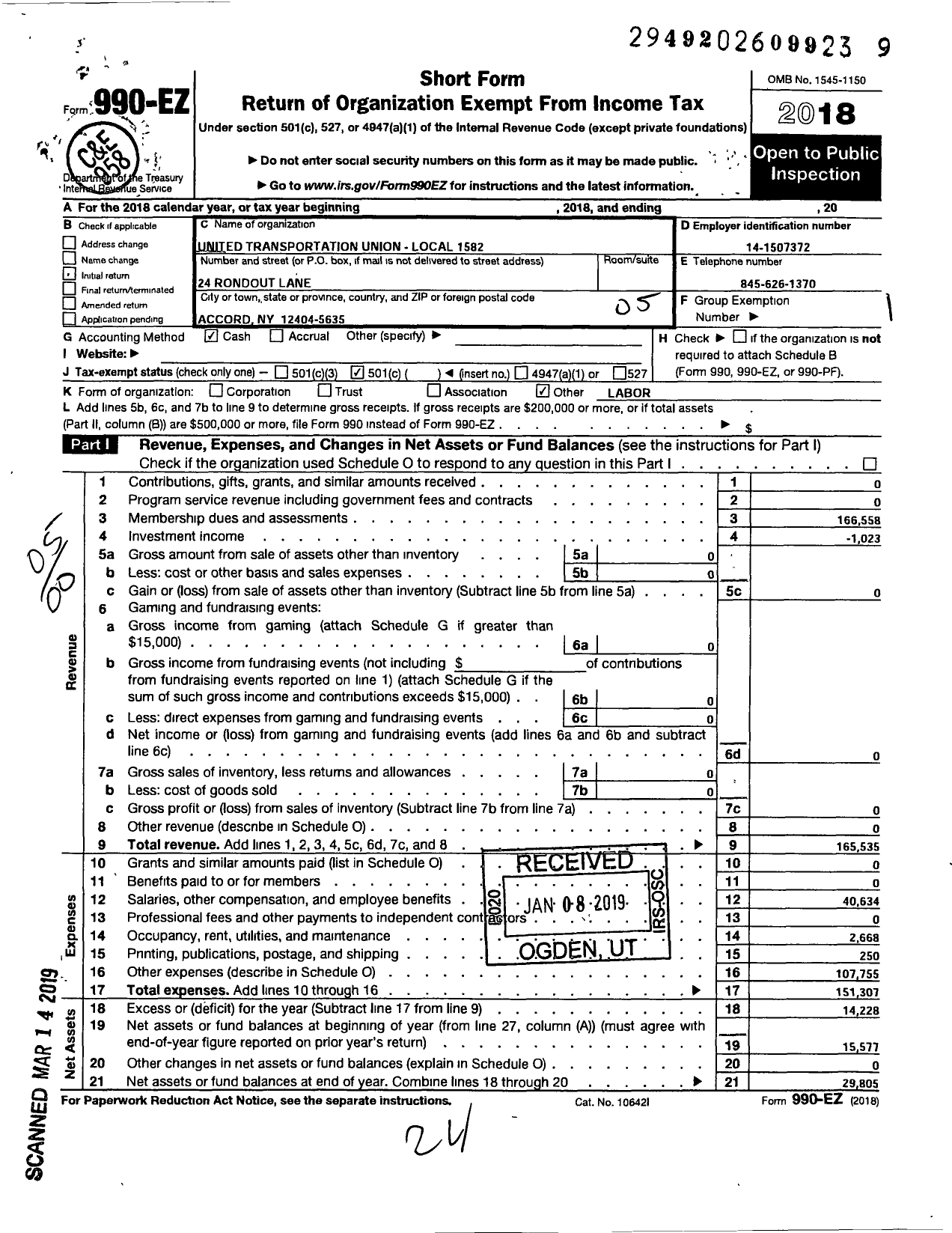 Image of first page of 2018 Form 990EO for Smart Union - Aaron Schwartz