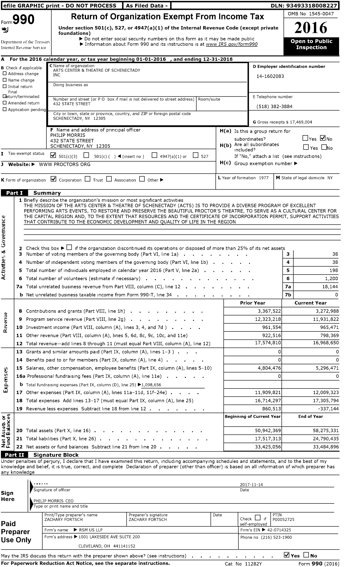 Image of first page of 2016 Form 990 for Proctors