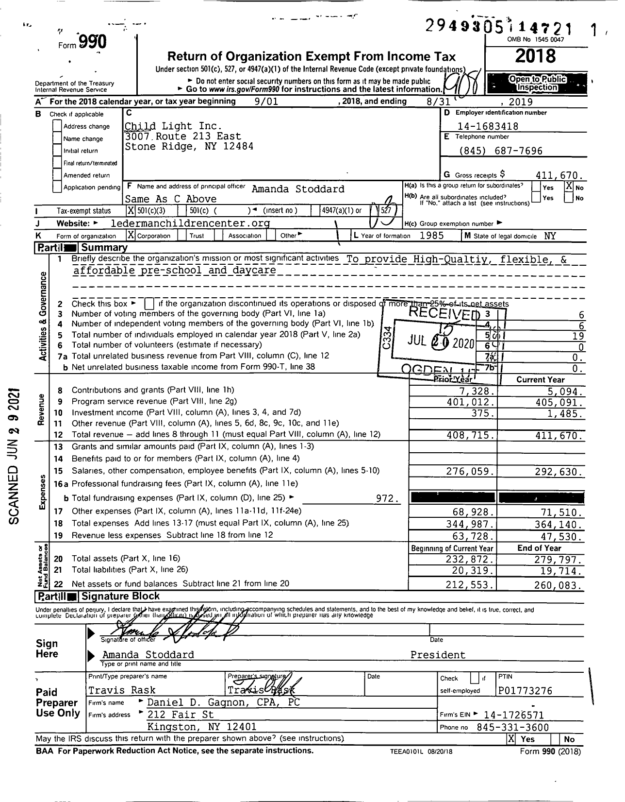 Image of first page of 2018 Form 990 for Child Light