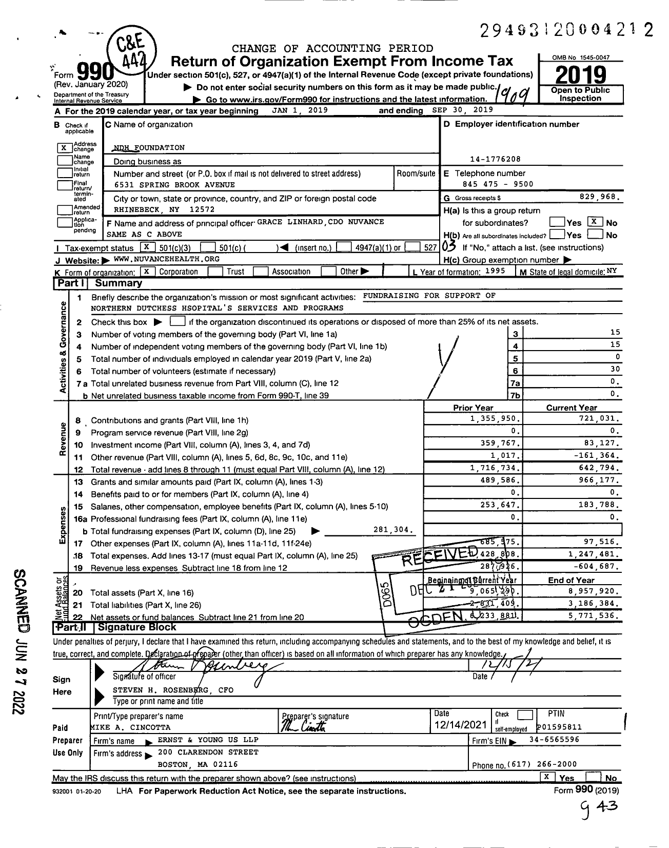 Image of first page of 2018 Form 990 for NDH Foundation