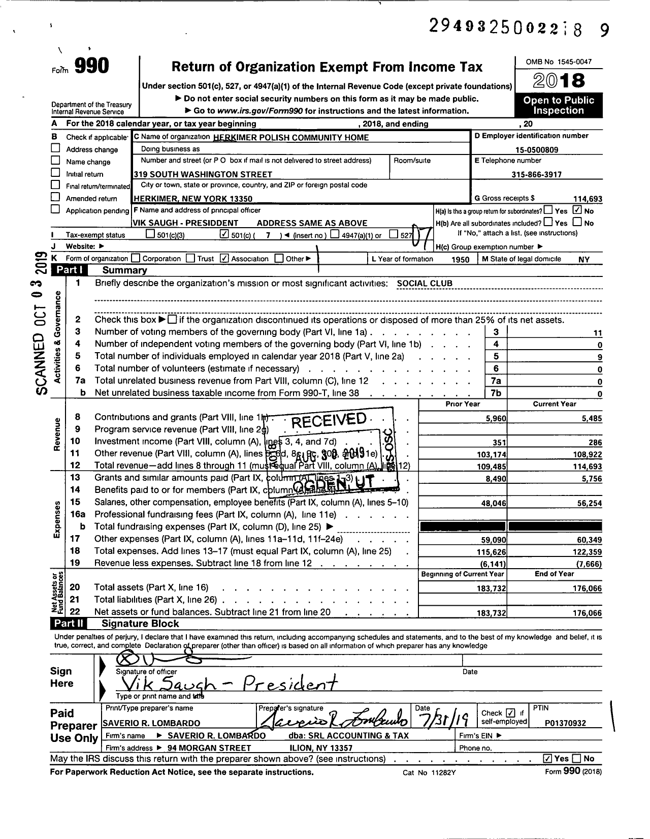 Image of first page of 2018 Form 990O for Polish Community Home