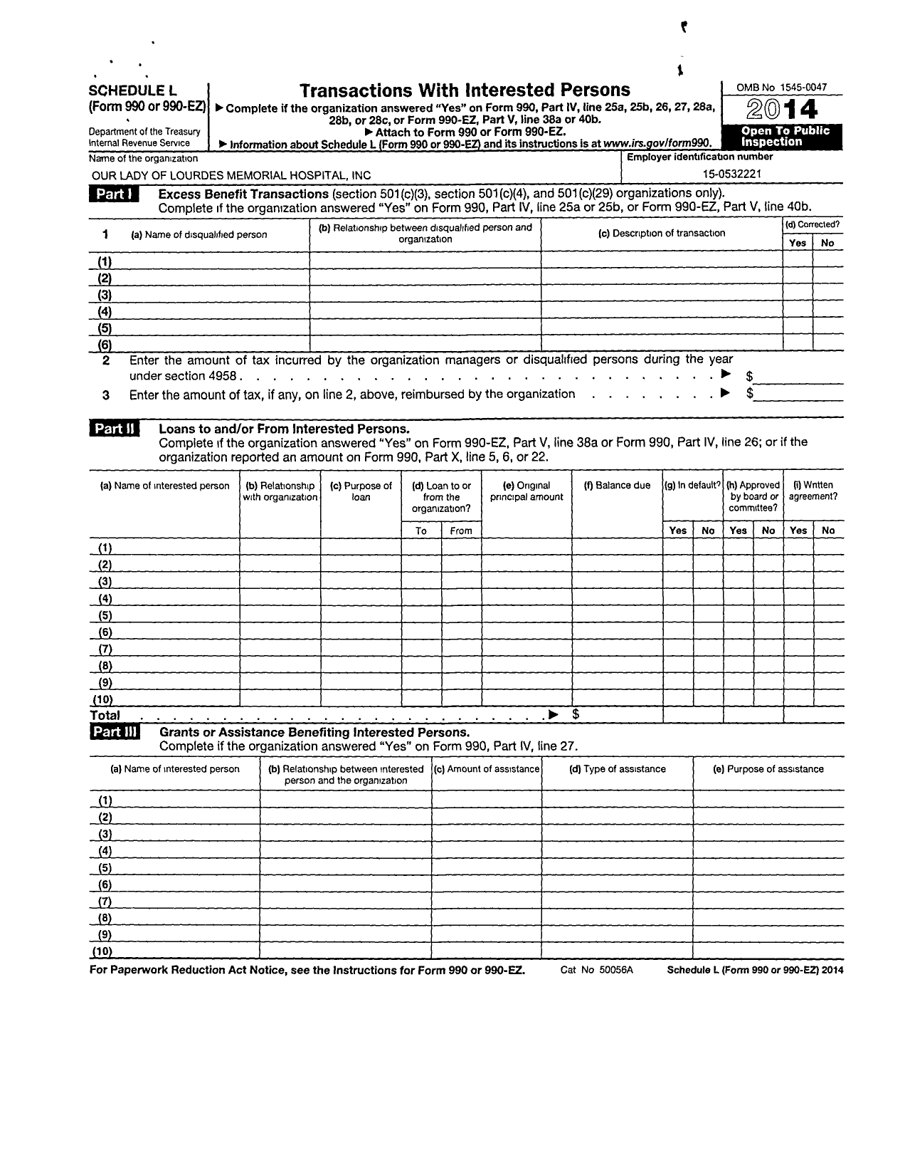 Image of first page of 2014 Form 990R for Ascension Online Care Lourdes Binghamton Lourdes Home Care Lourdes Hospice