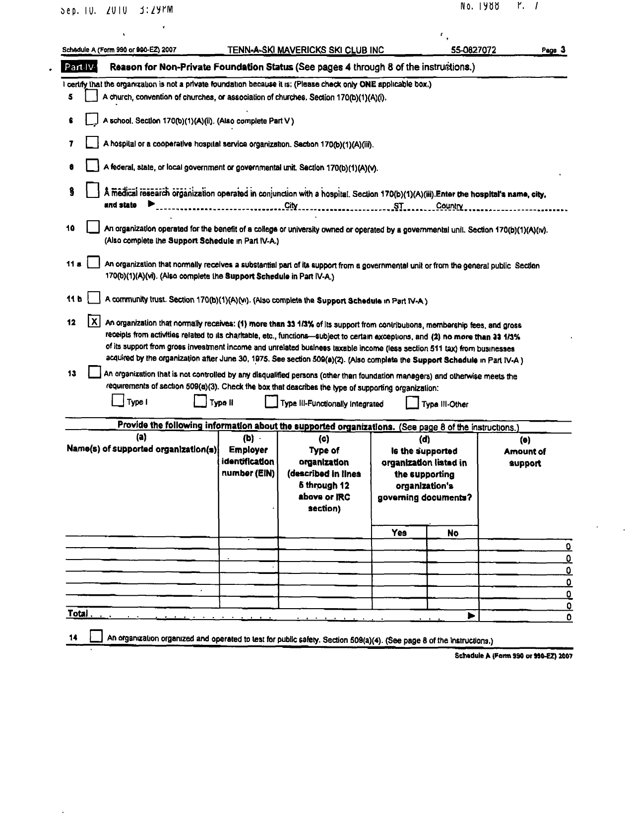 Image of first page of 2006 Form 990ER for Tenn-A-Ski Mavericks Ski Club