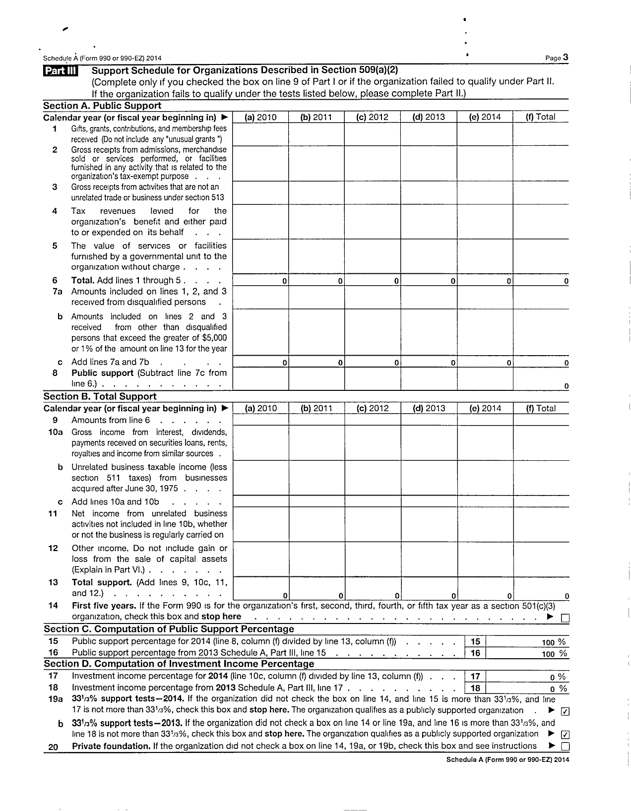 Image of first page of 2014 Form 990EZ for U F A Community Center