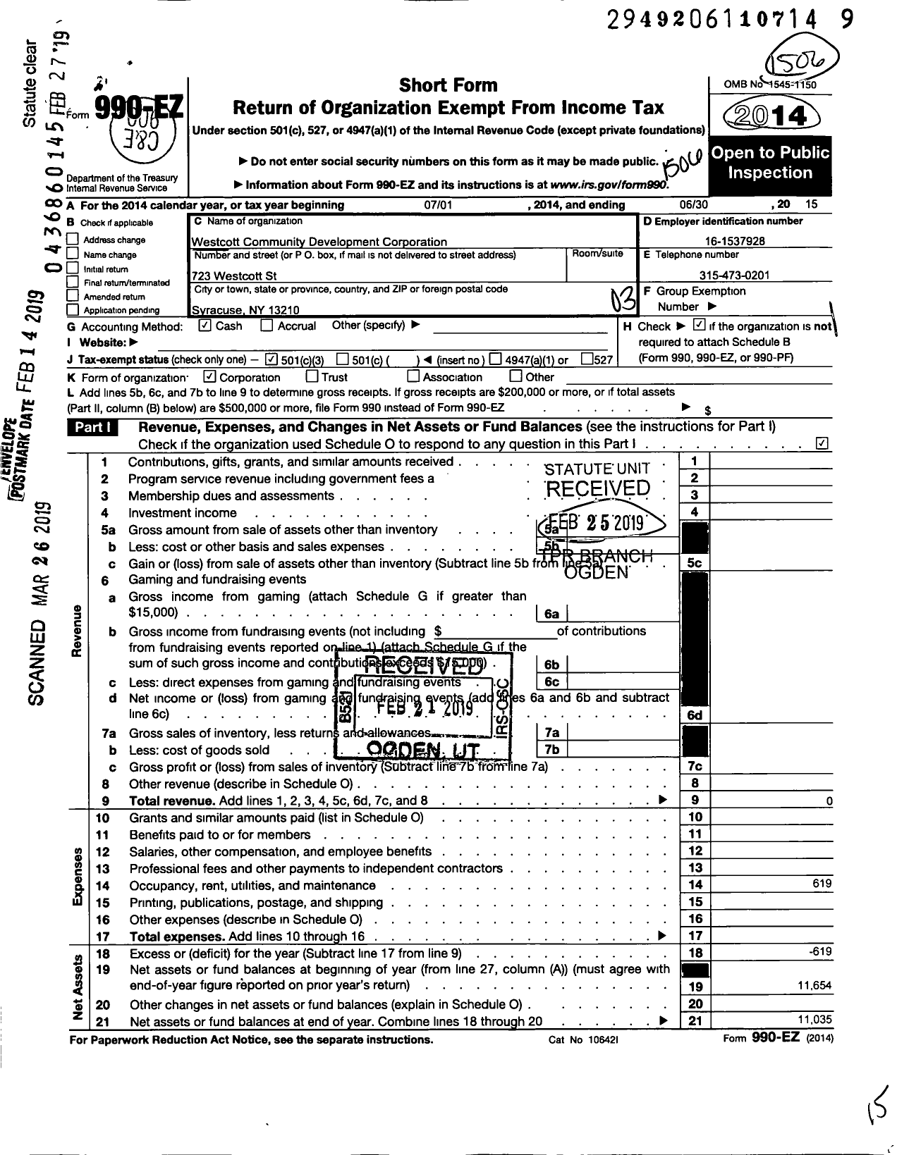 Image of first page of 2014 Form 990EZ for Inclusive Economy Cny