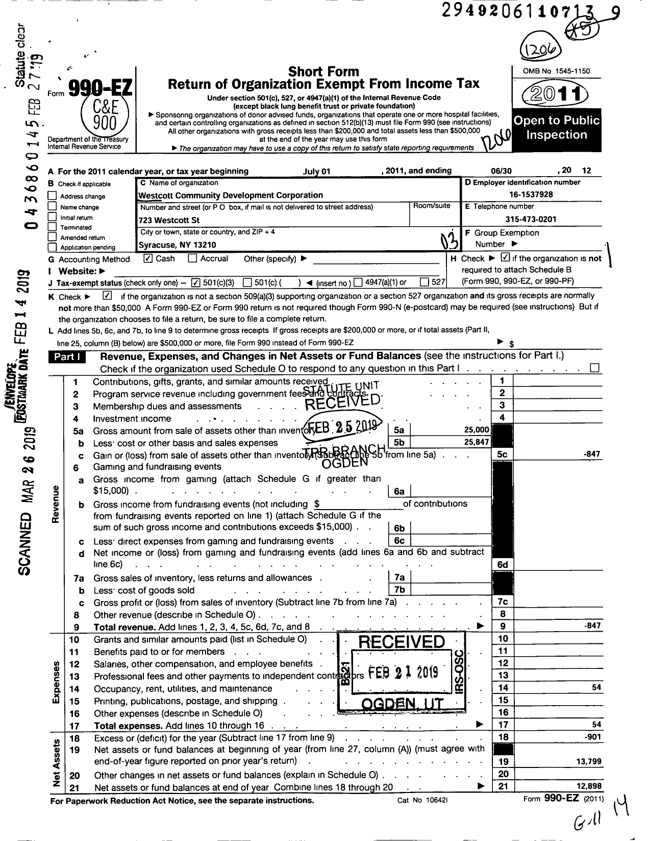 Image of first page of 2011 Form 990EZ for Inclusive Economy Cny