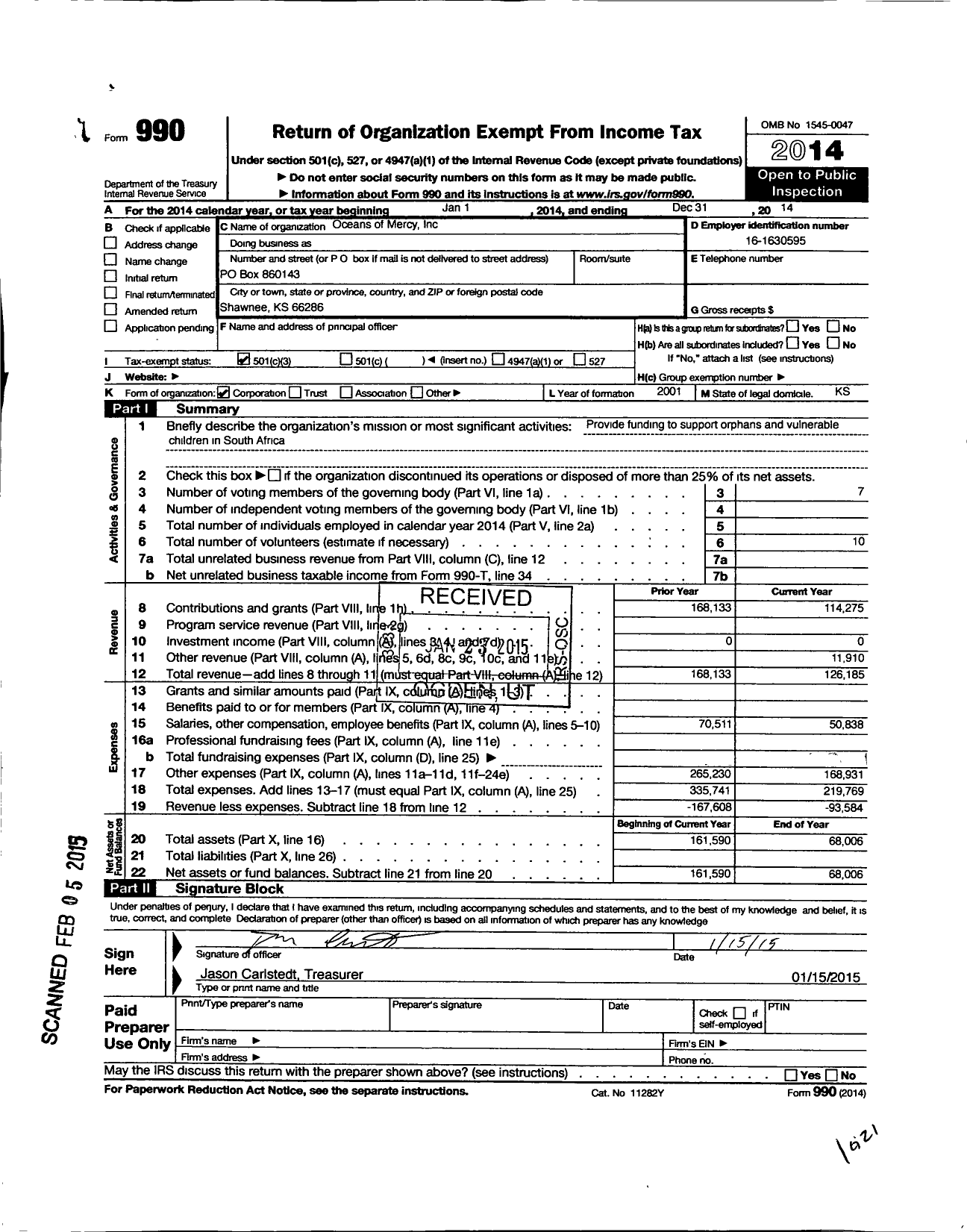 Image of first page of 2014 Form 990 for Adopt A Village