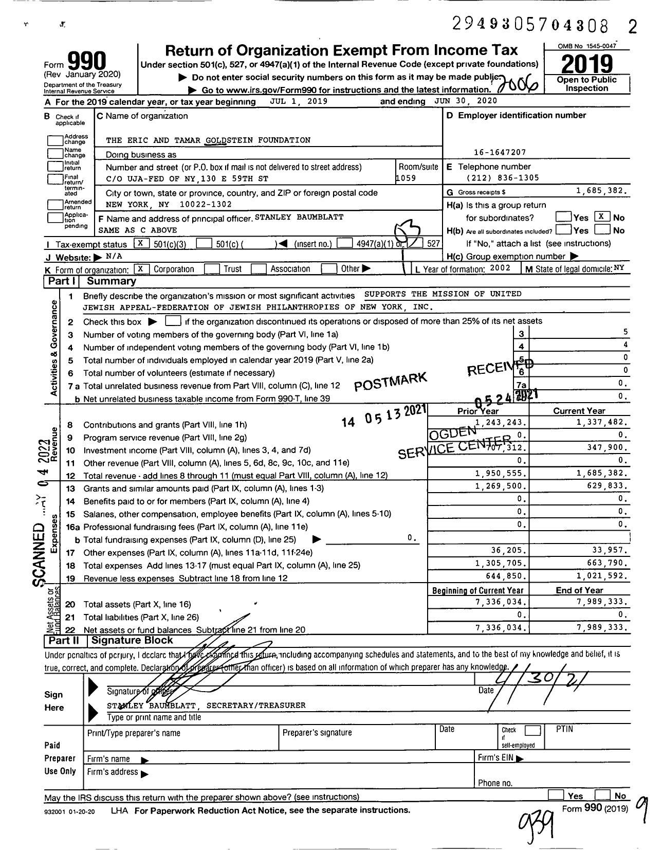 Image of first page of 2019 Form 990 for 501c3Lookup