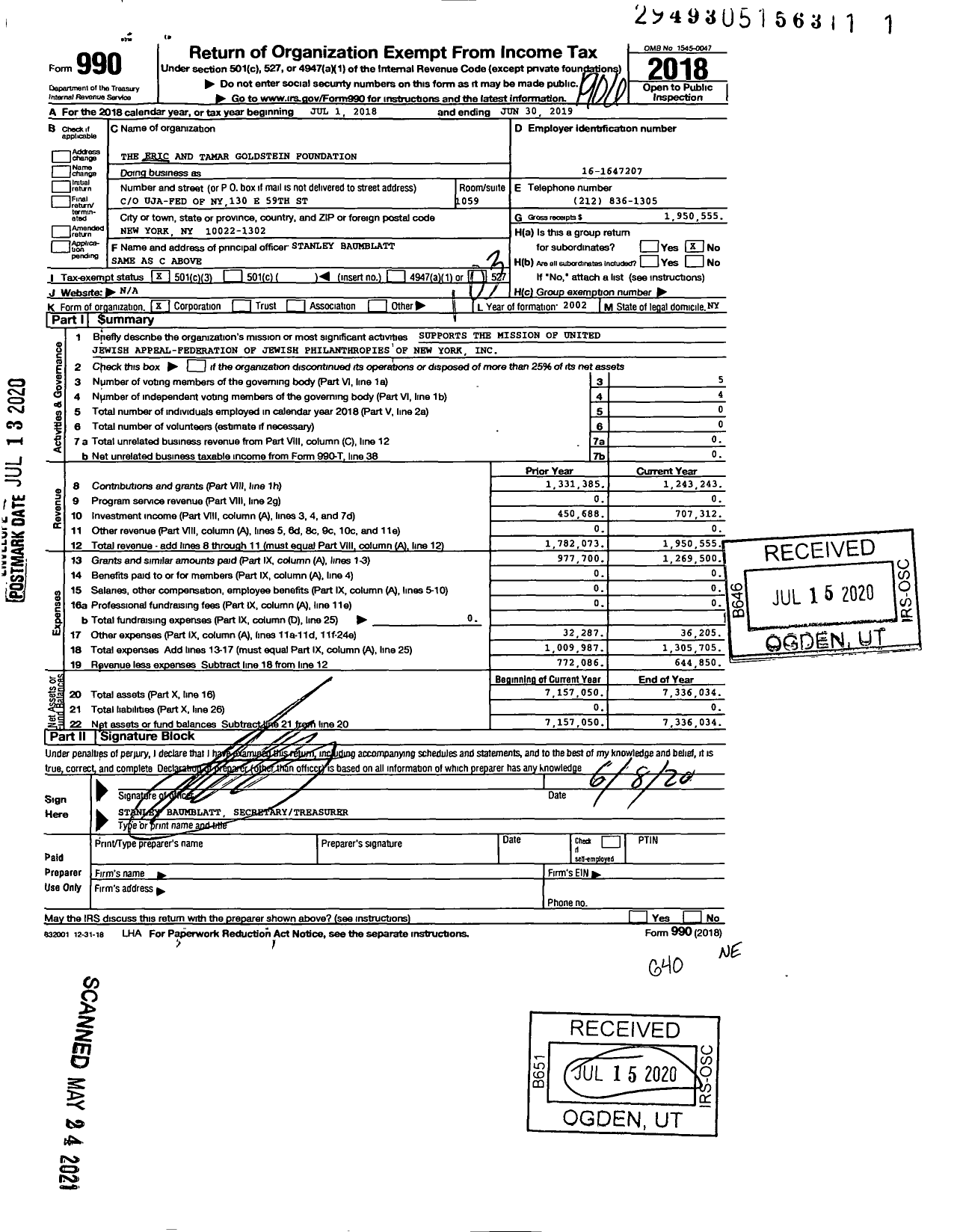 Image of first page of 2018 Form 990 for 501c3Lookup