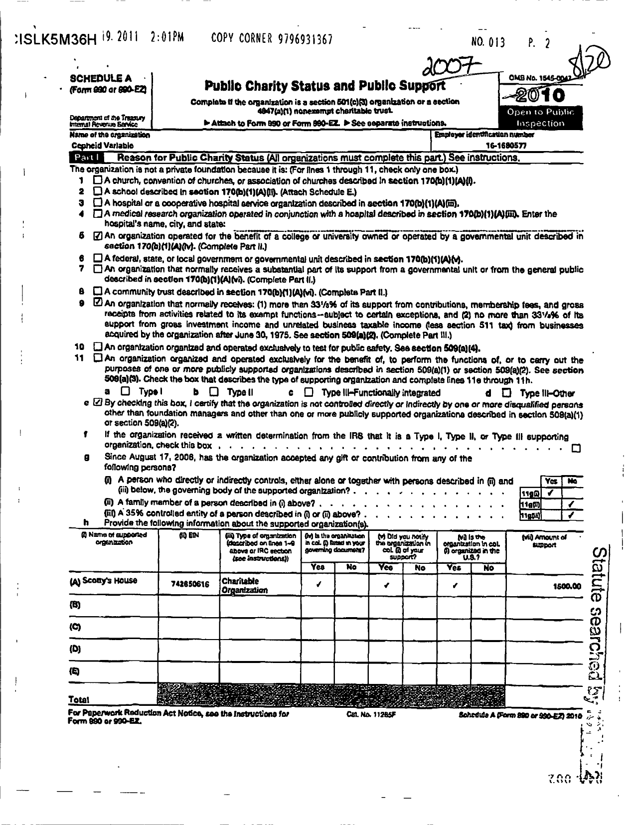 Image of first page of 2007 Form 990ER for Cepheid Variable