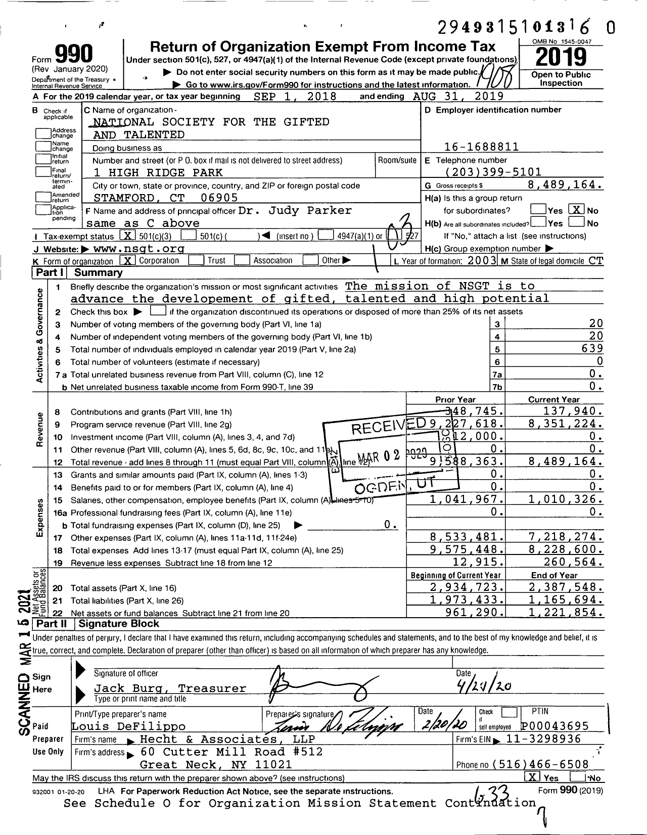 Image of first page of 2018 Form 990 for National Society for the Gifted and Talented (NSGT)