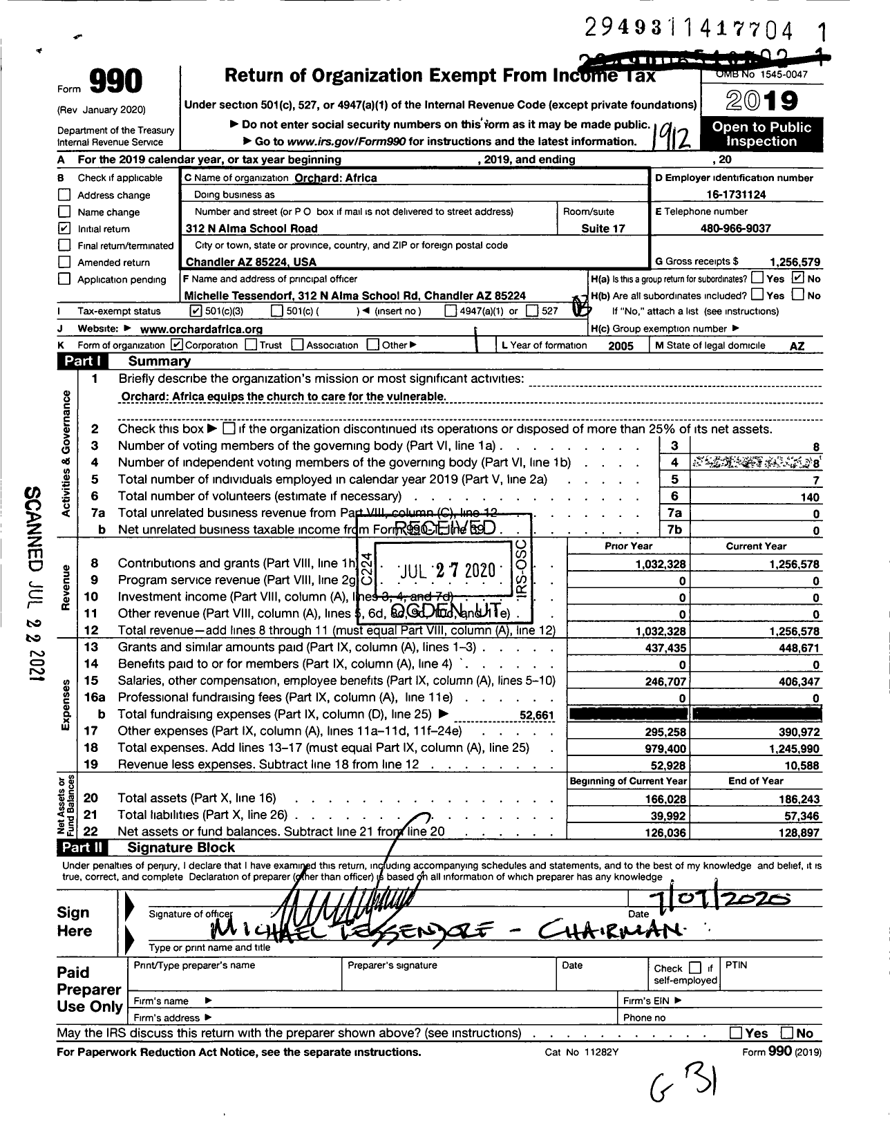 Image of first page of 2019 Form 990 for Orchard Africa