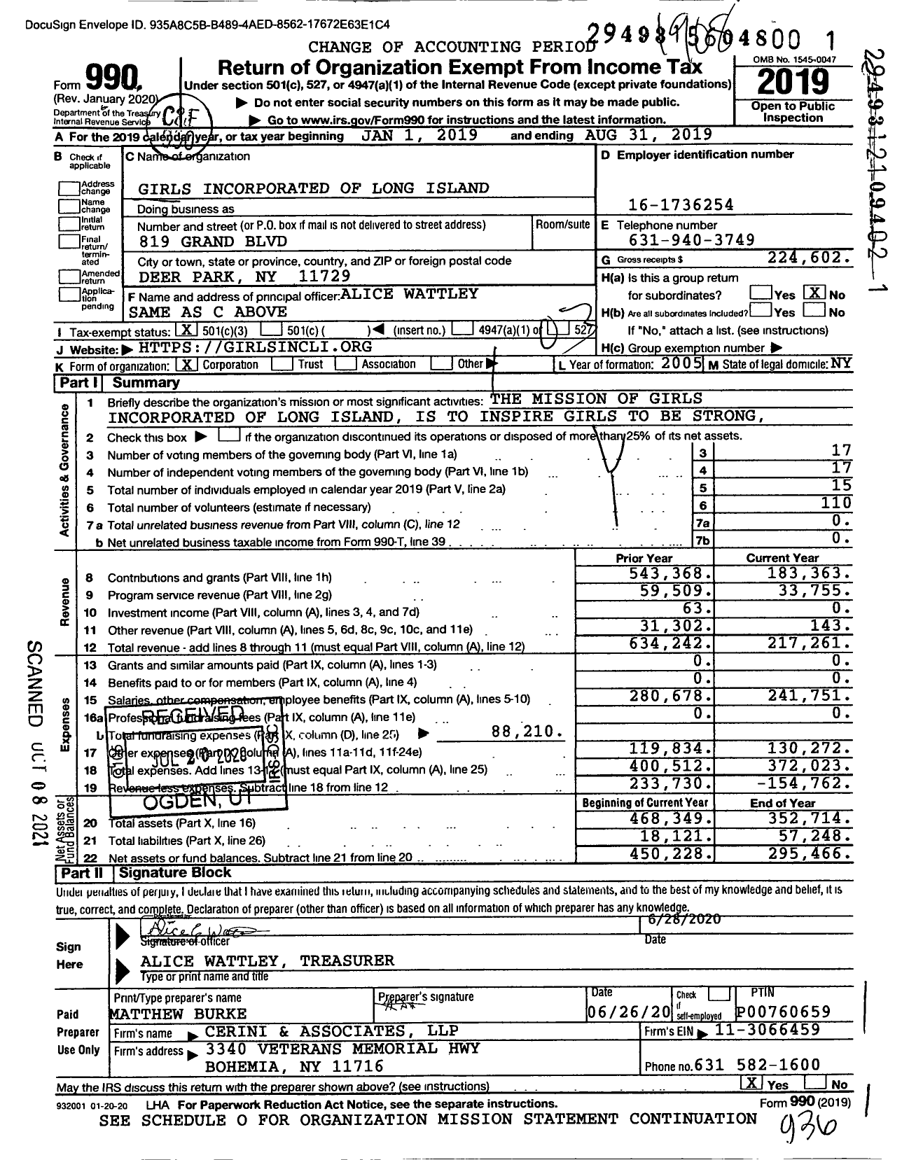 Image of first page of 2018 Form 990 for Girls Incorporated of Long Island