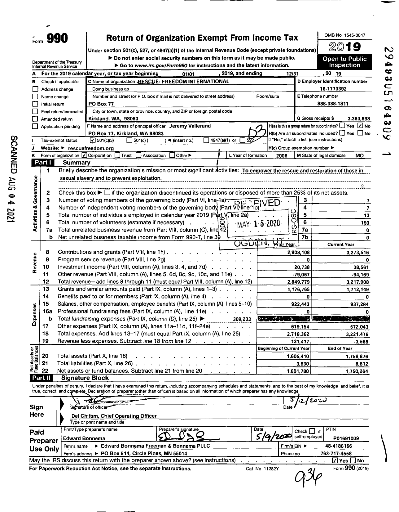Image of first page of 2019 Form 990 for Atlas Freedom