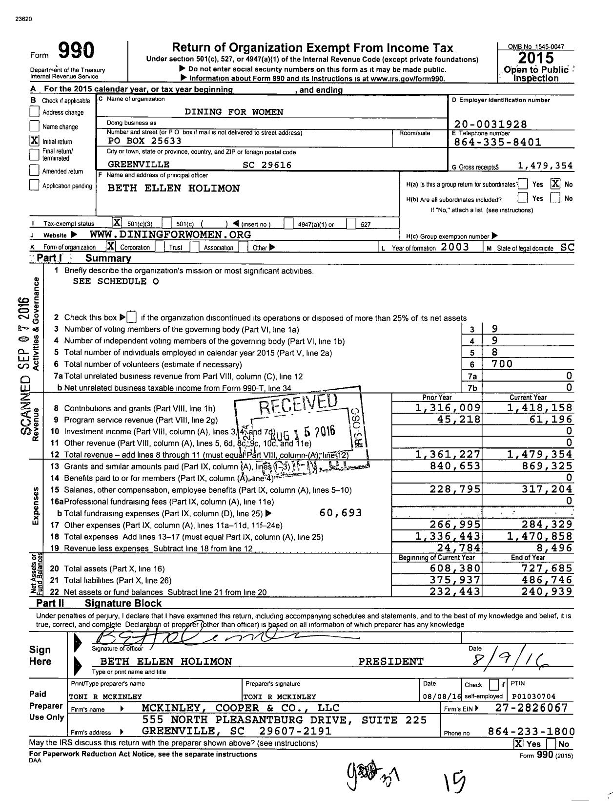 Image of first page of 2015 Form 990 for Together Women Rise