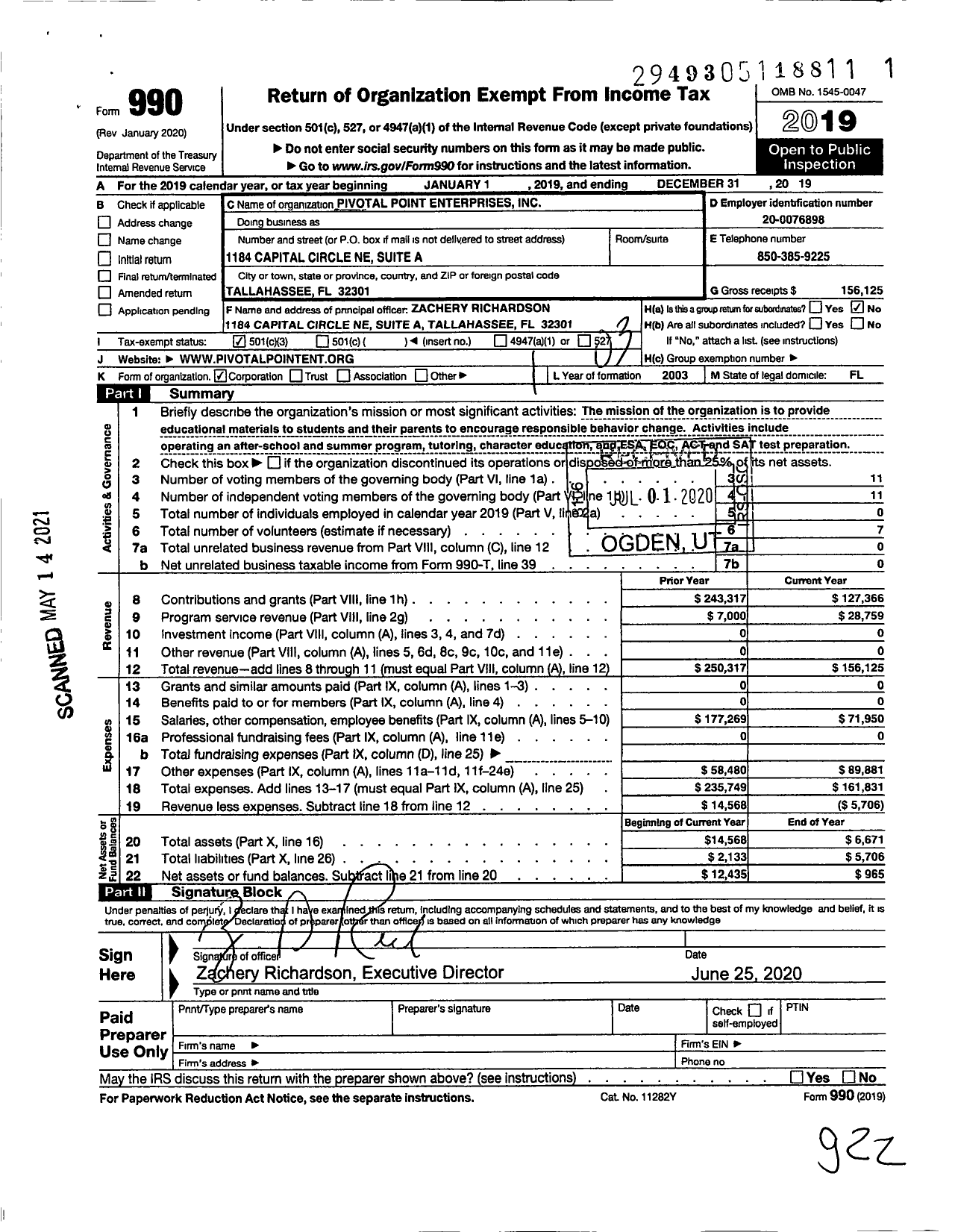 Image of first page of 2019 Form 990 for The Character Center