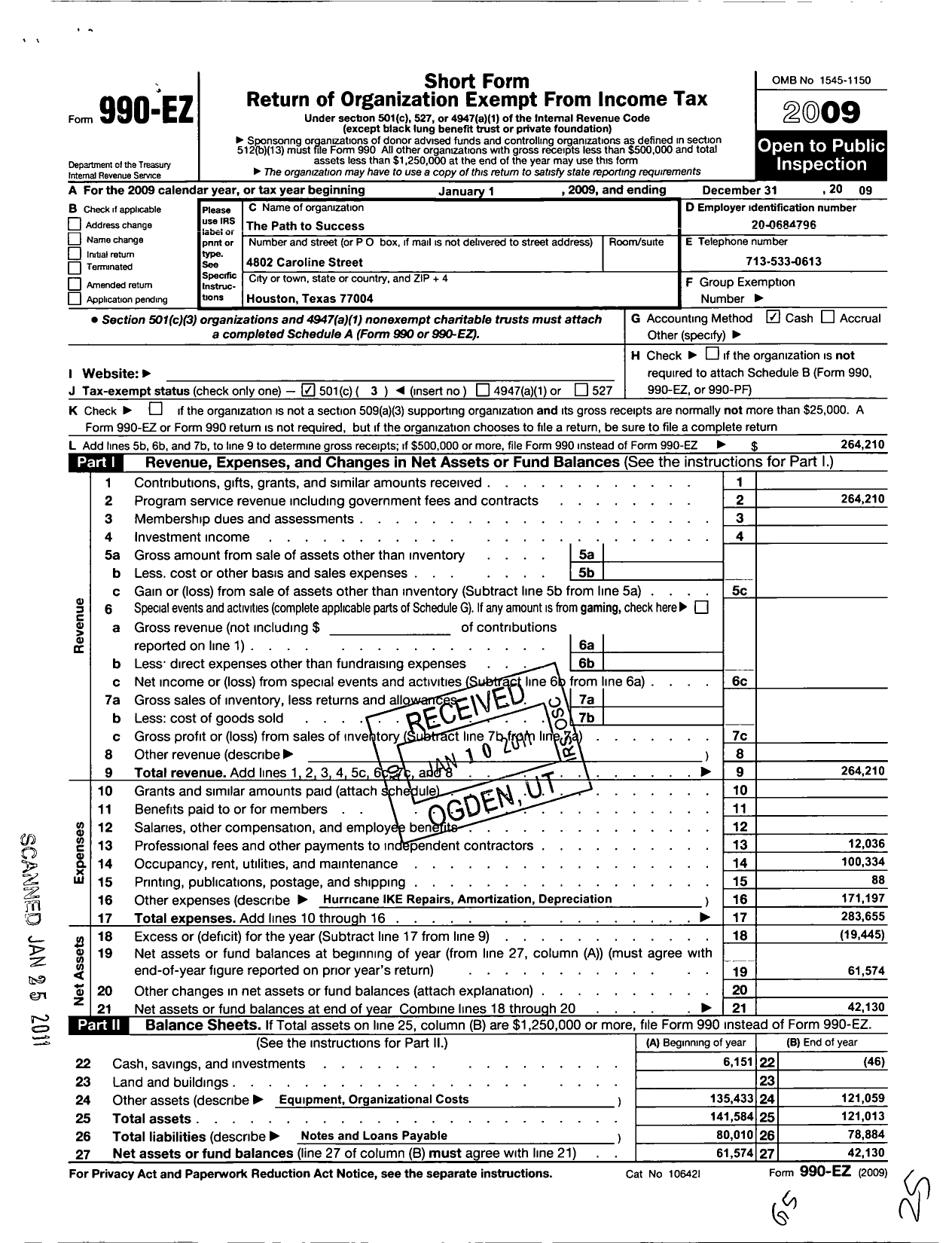 Image of first page of 2009 Form 990EZ for Path To Success