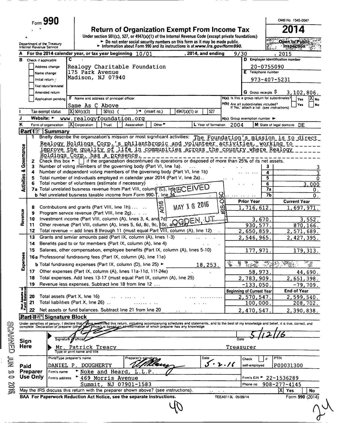 Image of first page of 2014 Form 990 for Anywhere Gives