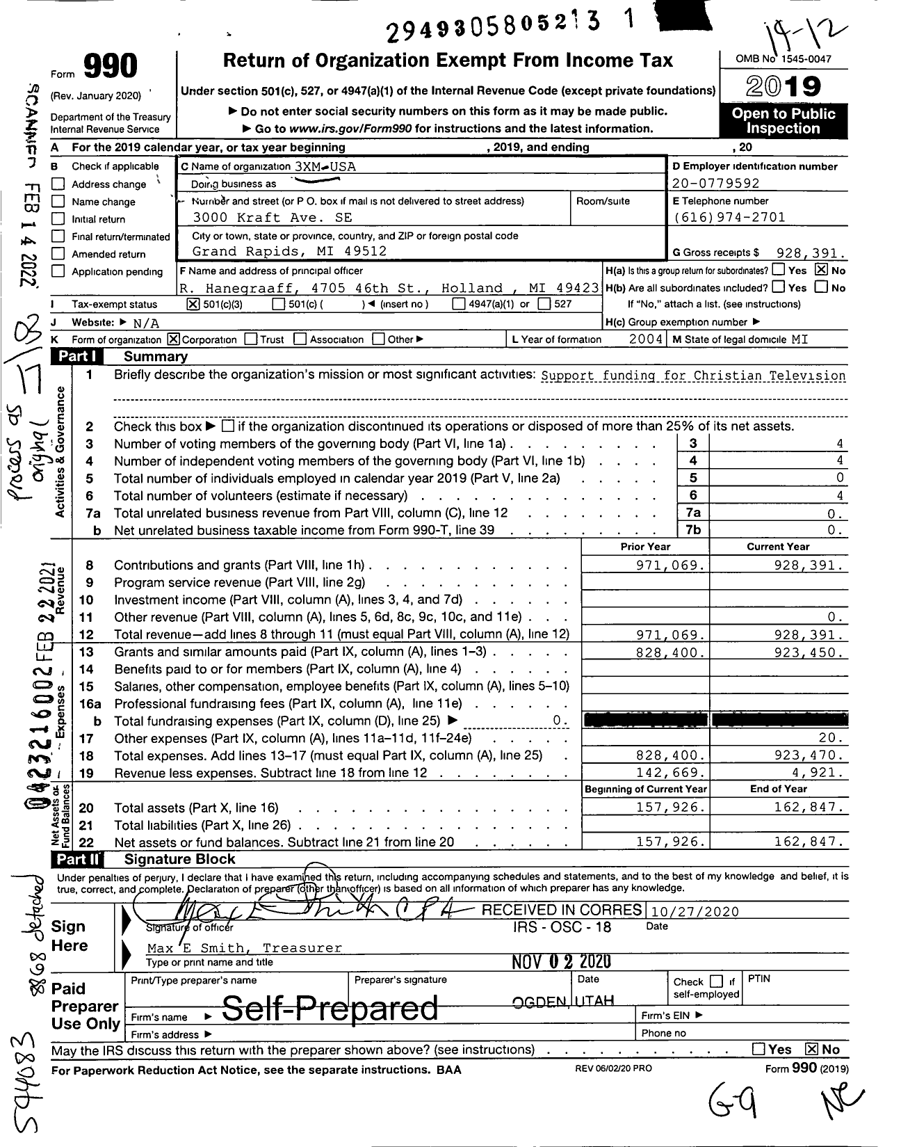 Image of first page of 2019 Form 990 for 3xm-usa