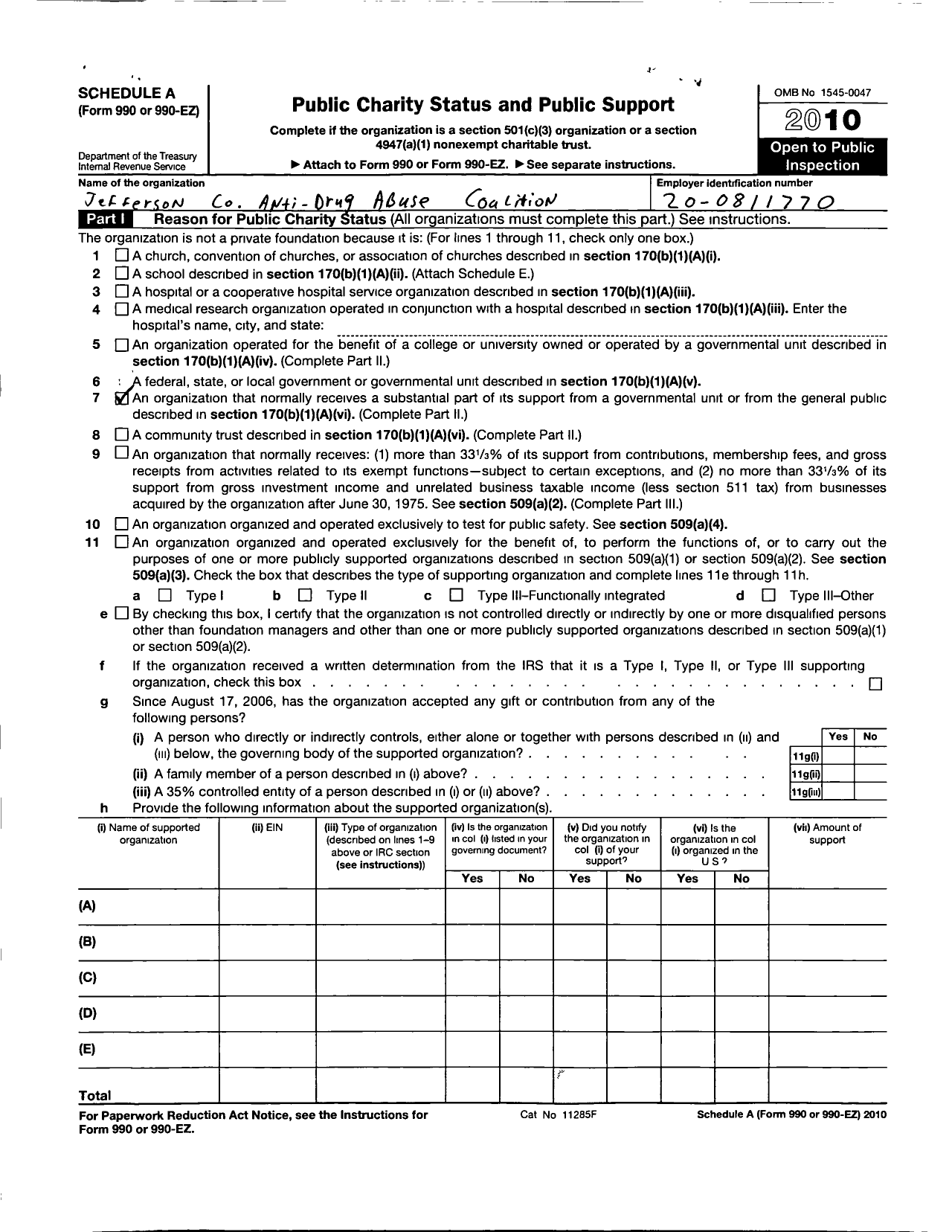 Image of first page of 2010 Form 990ER for United Prevention Partnership (UPP)