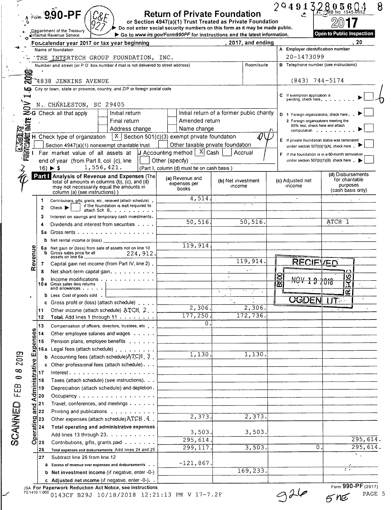 Image of first page of 2017 Form 990PF for The InterTech Group Foundation