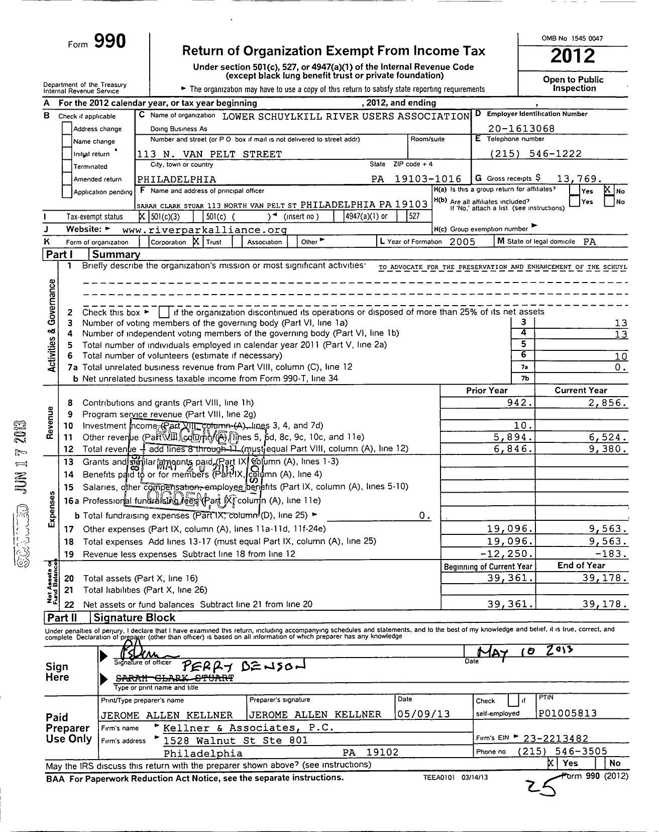 Image of first page of 2012 Form 990 for Lower Schuylkill River Users Association