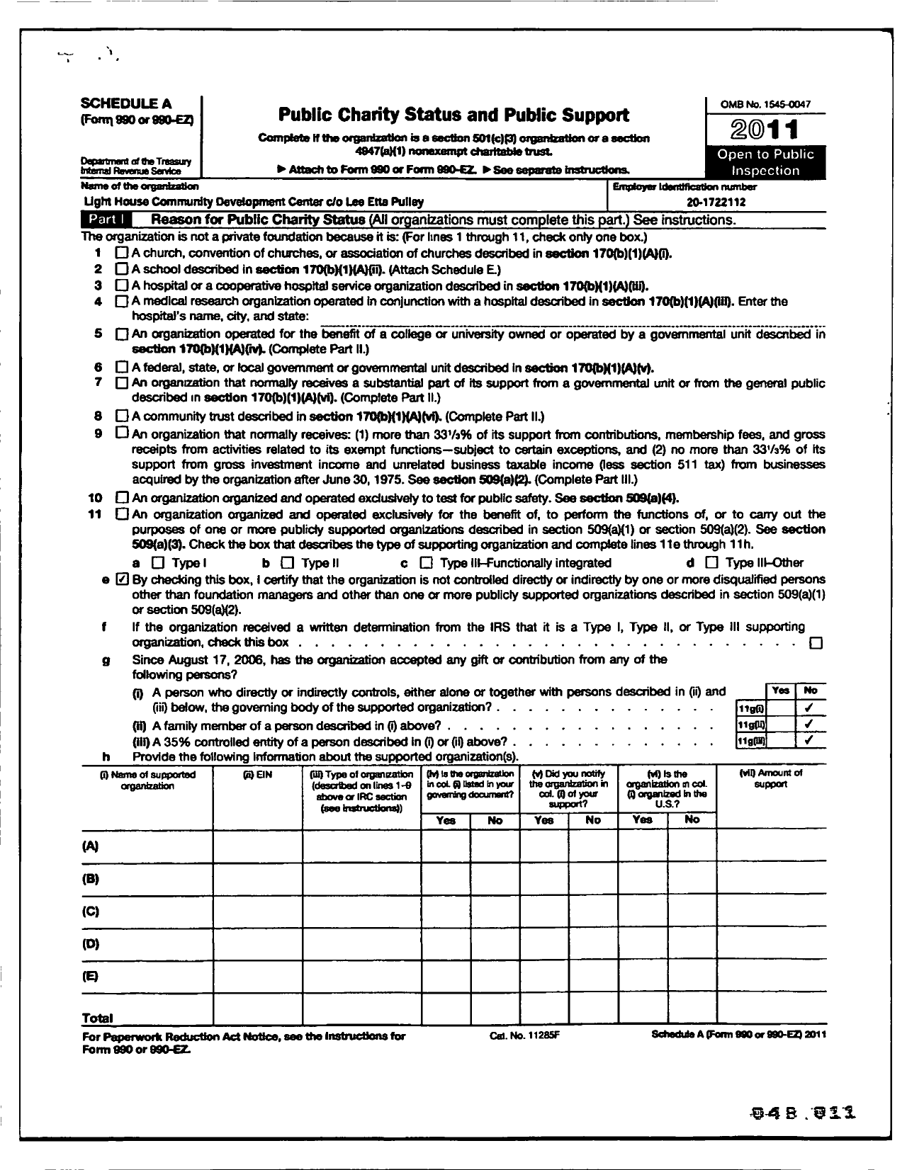 Image of first page of 2011 Form 990ER for Light House Community Development Center