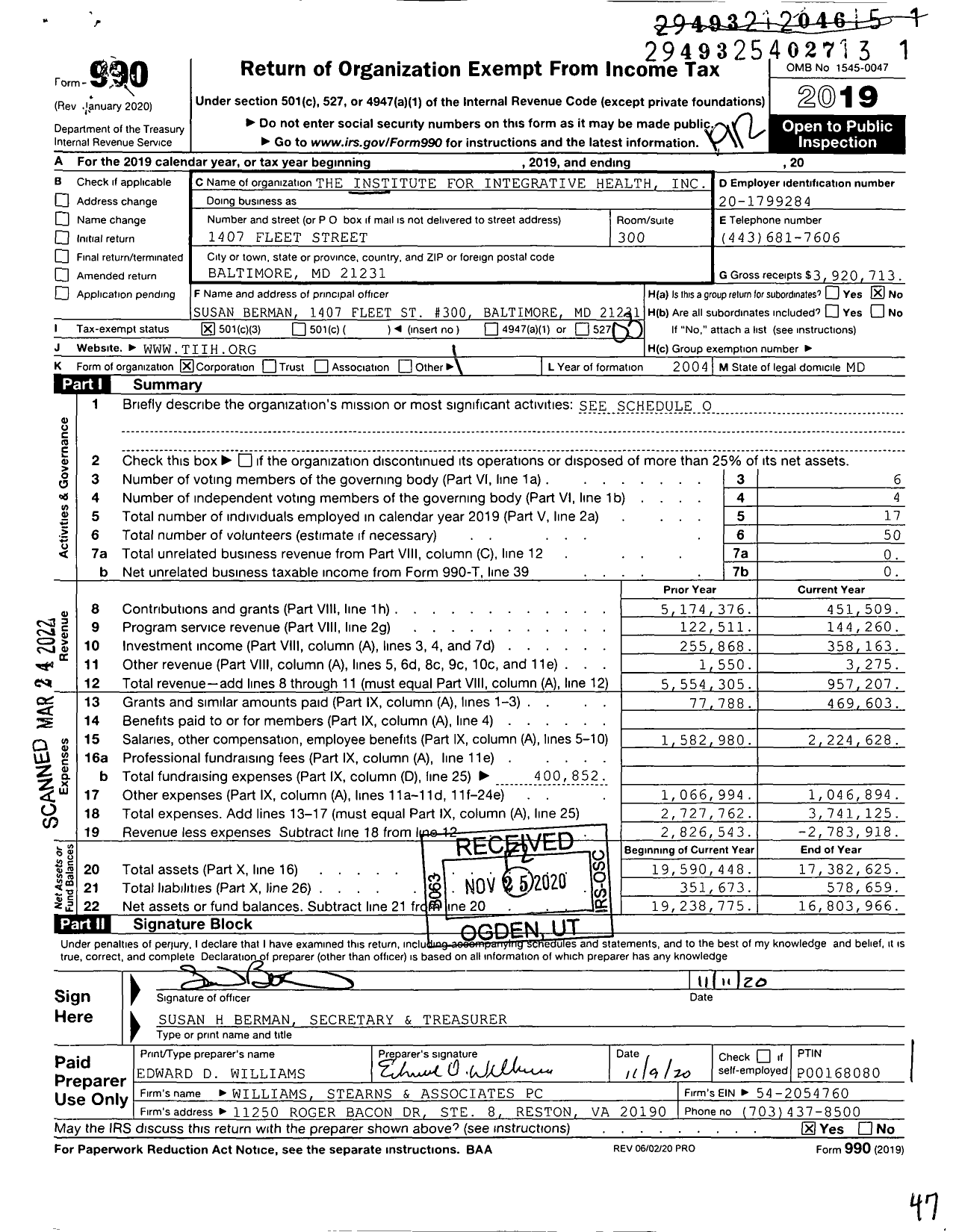 Image of first page of 2019 Form 990 for Nova Institute for Health