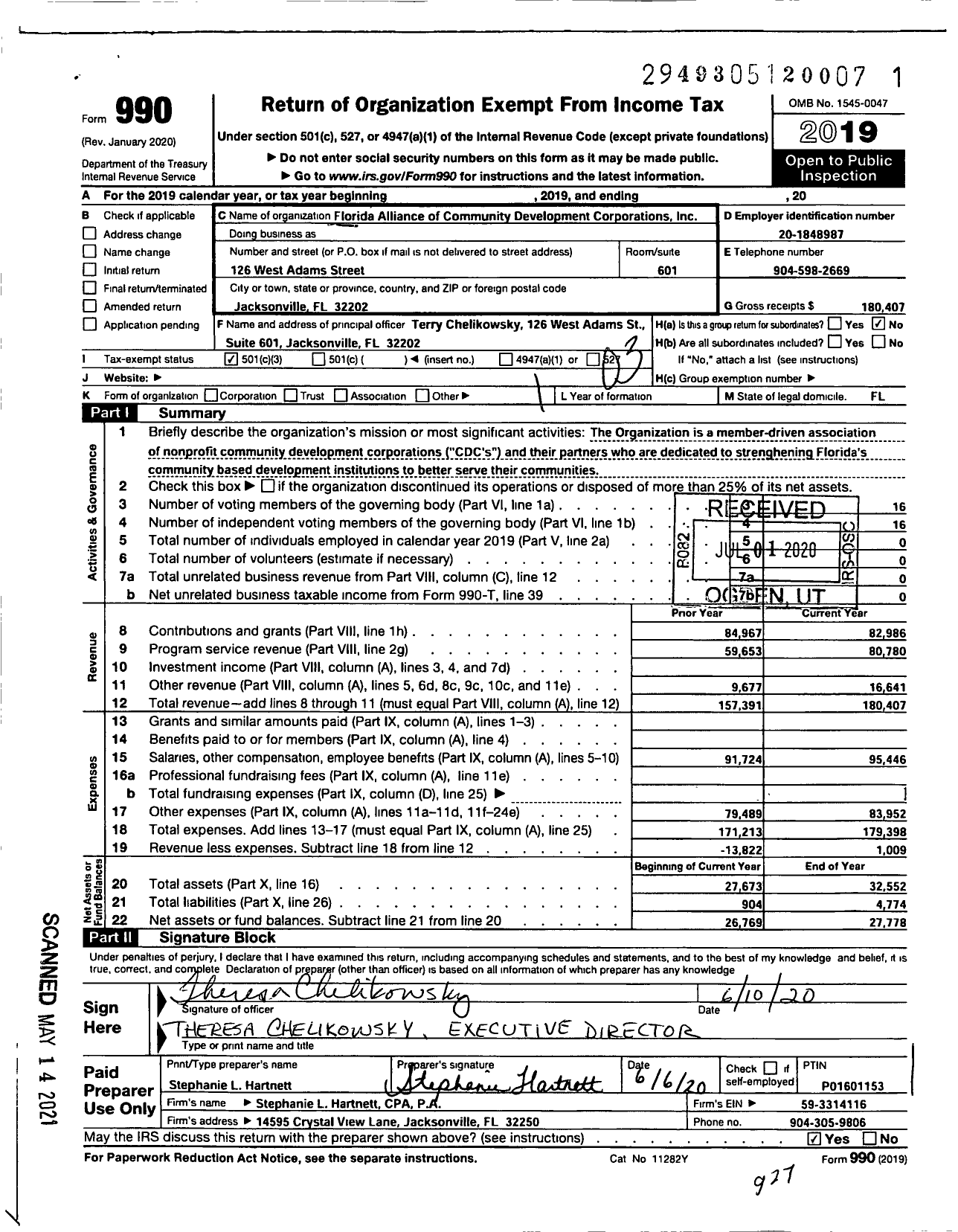 Image of first page of 2019 Form 990 for Florida Alliance for Community Solutions