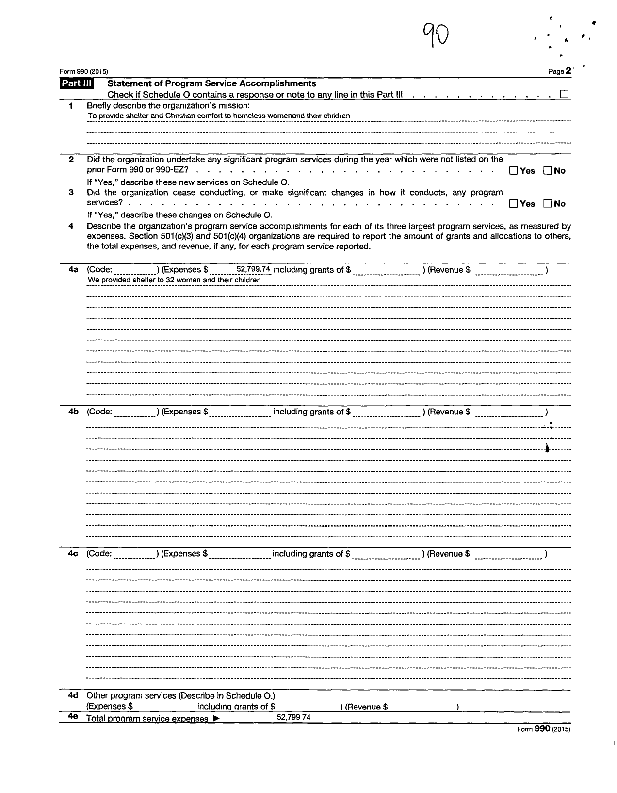 Image of first page of 2015 Form 990R for Twin Cities Mission for Women