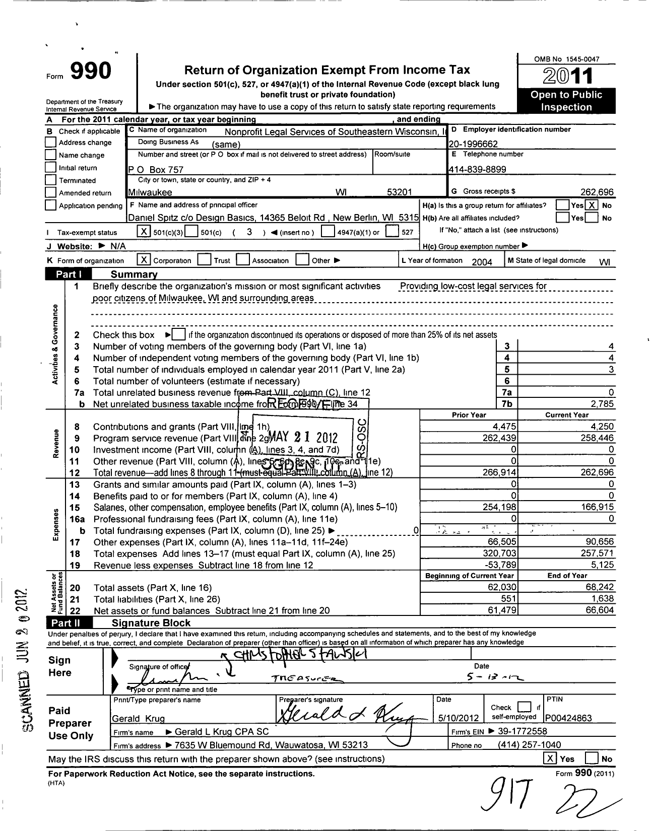 Image of first page of 2011 Form 990 for Nonprofit Legal Referral Services