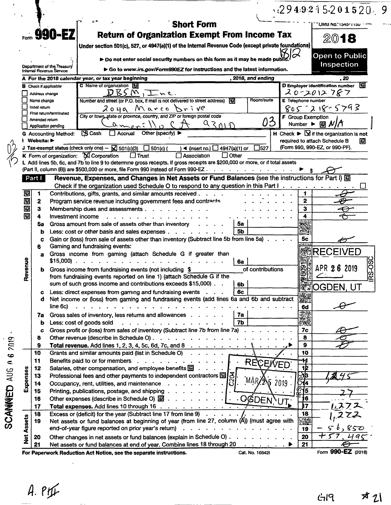 Image of first page of 2018 Form 990EZ for Mpower / Financial Litercy Education Council