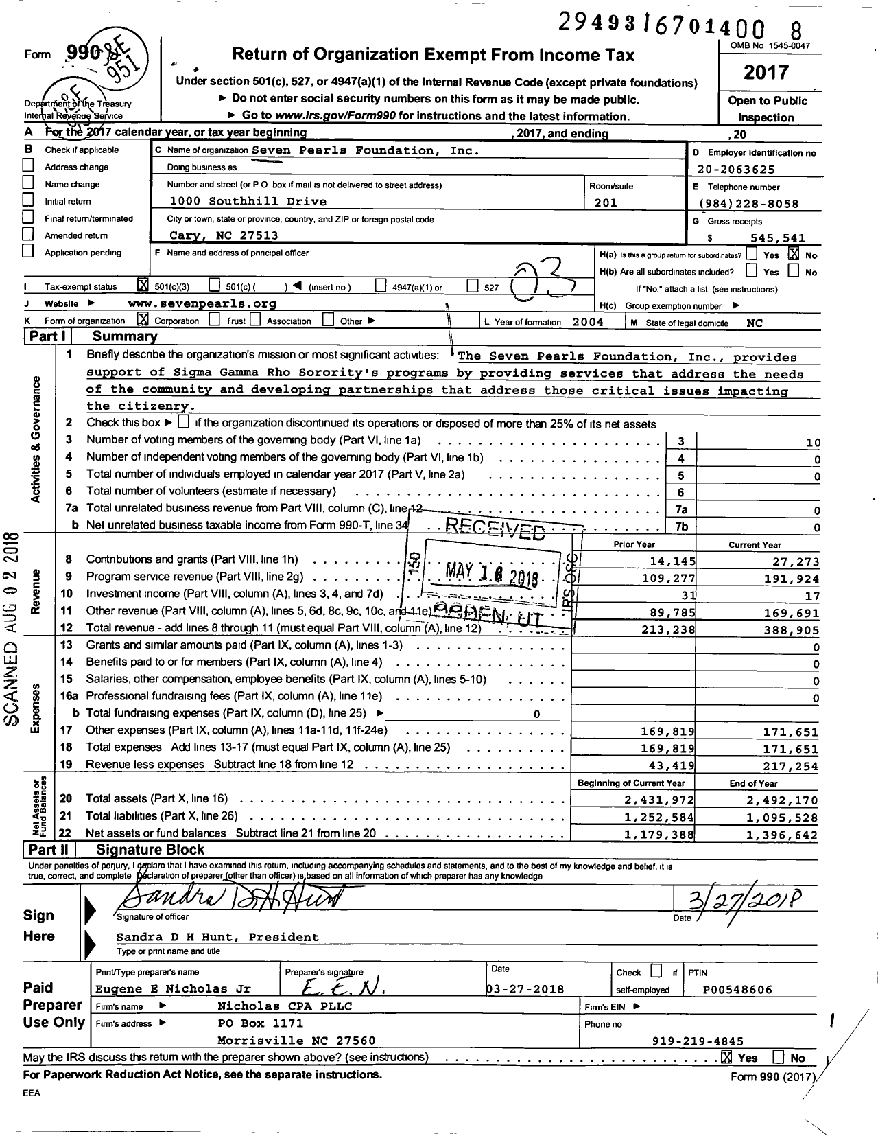 2017 Form 990 for Seven Pearls Foundation | Cause IQ