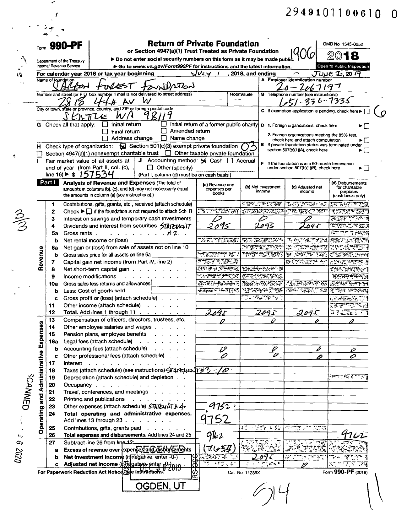 Image of first page of 2018 Form 990PR for Carbon Forest Foundation