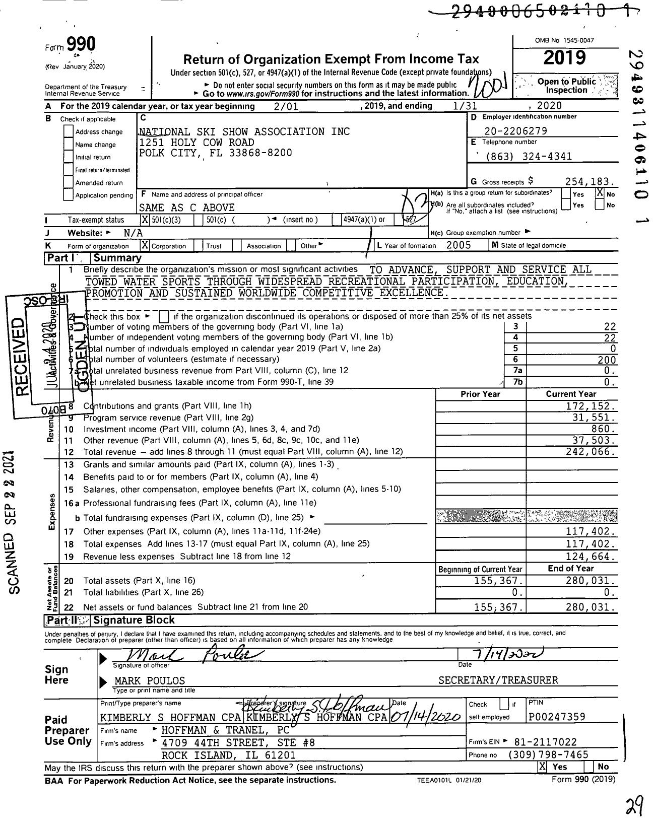 Image of first page of 2019 Form 990 for National Ski Show Association