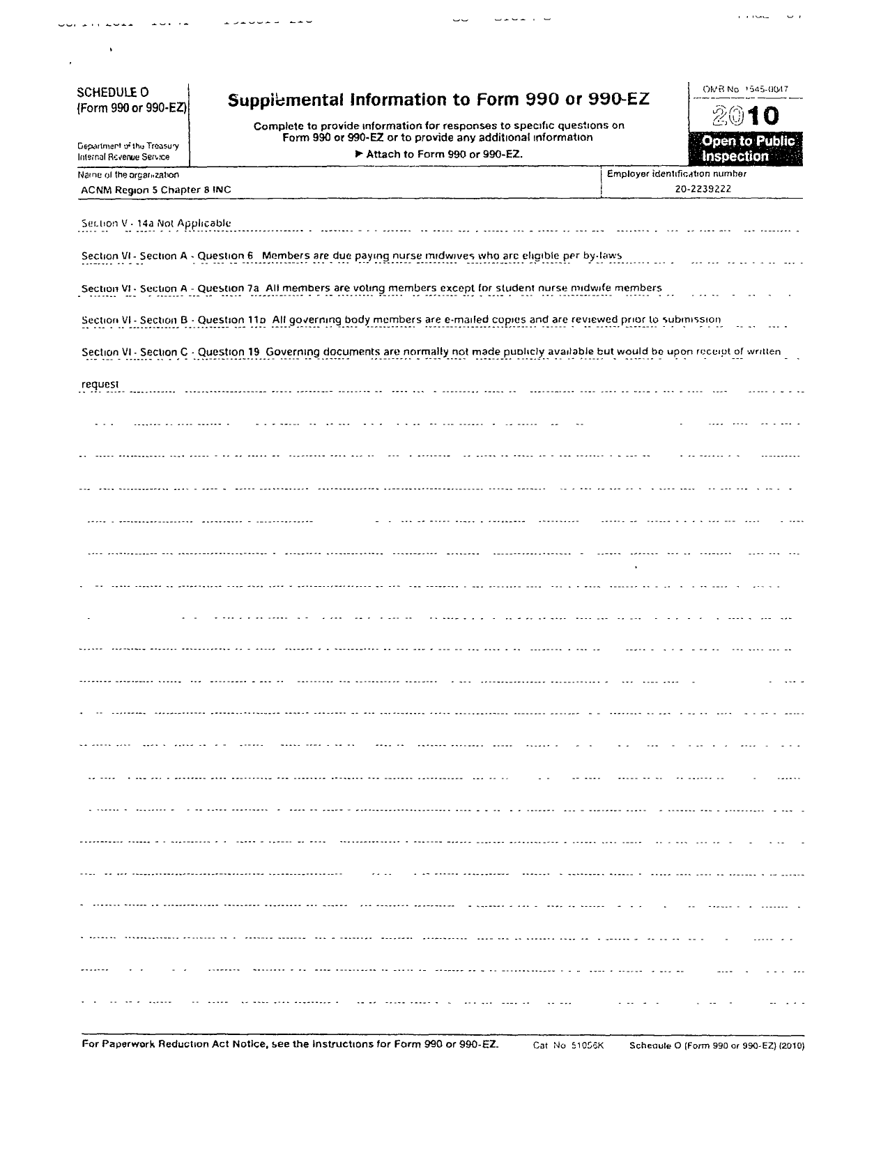 Image of first page of 2010 Form 990OR for American College of Nurse-Midwives / Oklahoma Affiliate