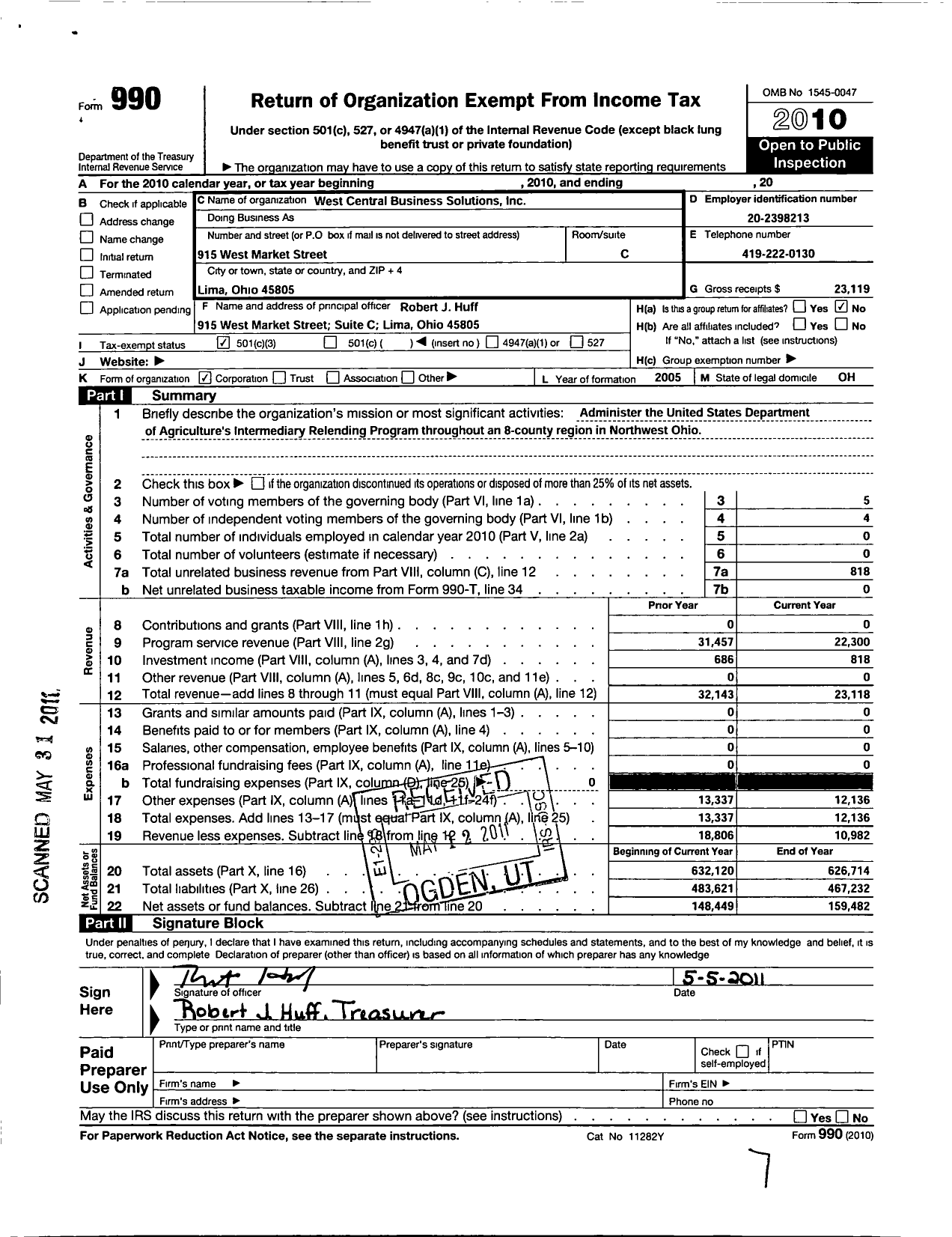 Image of first page of 2010 Form 990 for West Central Business Solutions