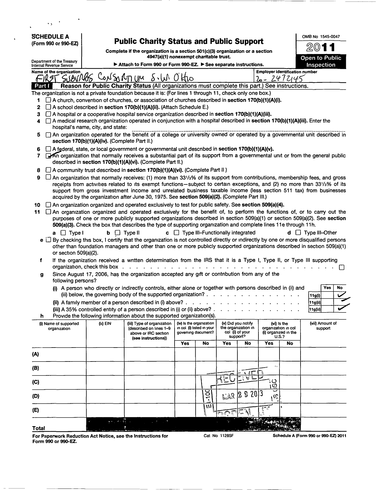 Image of first page of 2010 Form 990ER for First Suburbs Consortium of Southwest Ohio