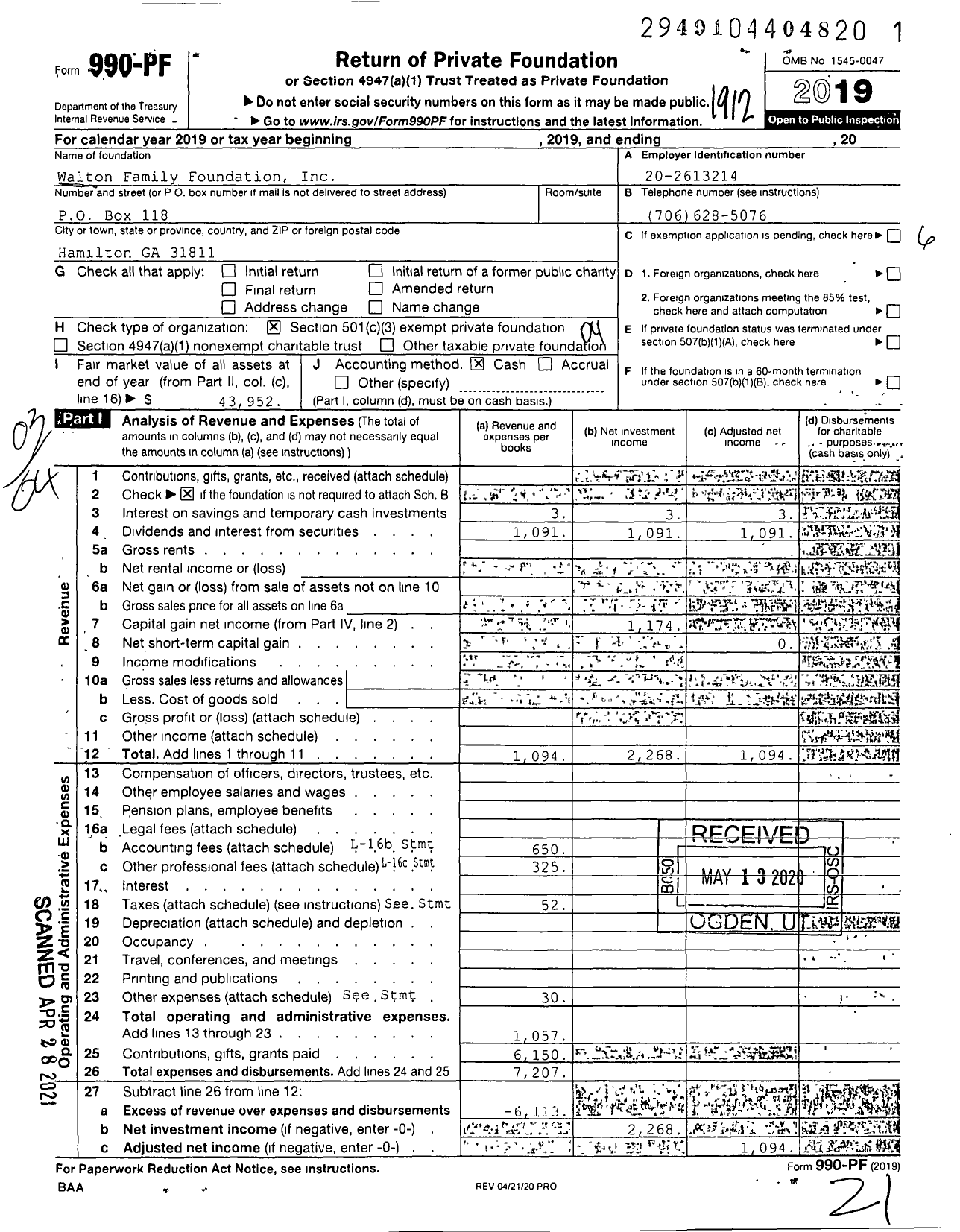 Image of first page of 2019 Form 990PF for Walton Family Foundation