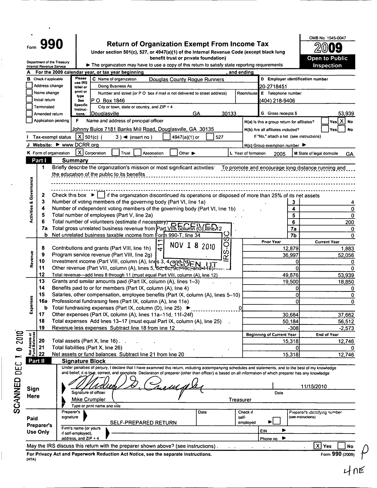 Image of first page of 2009 Form 990 for Road Runners Club of America