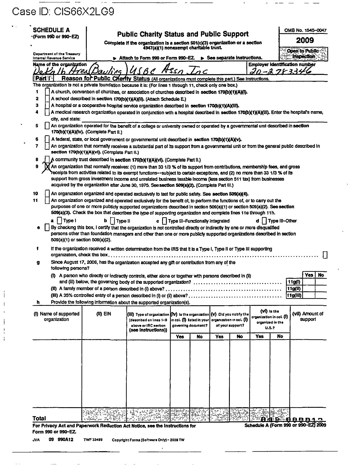 Image of first page of 2009 Form 990R for United States Bowling Congress - 81994 Dekalb Area Usbc