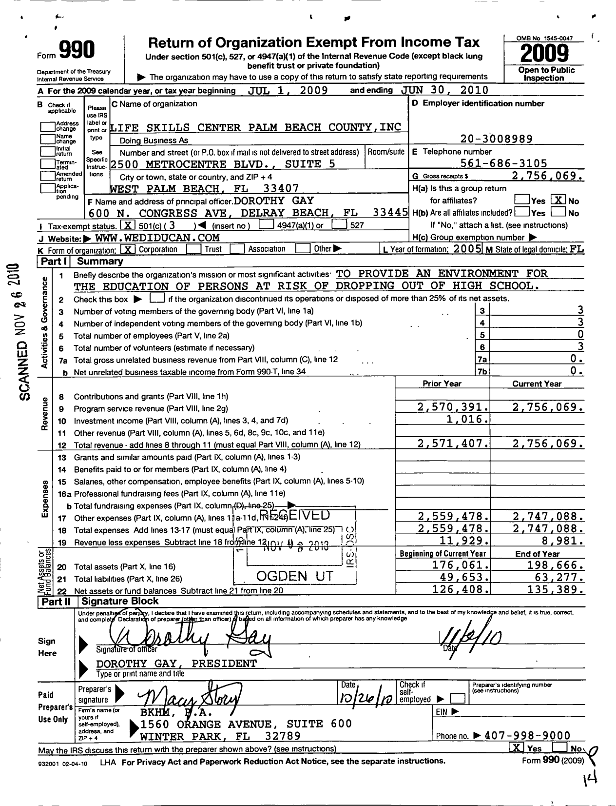 Image of first page of 2009 Form 990 for Excel Leadership Academy